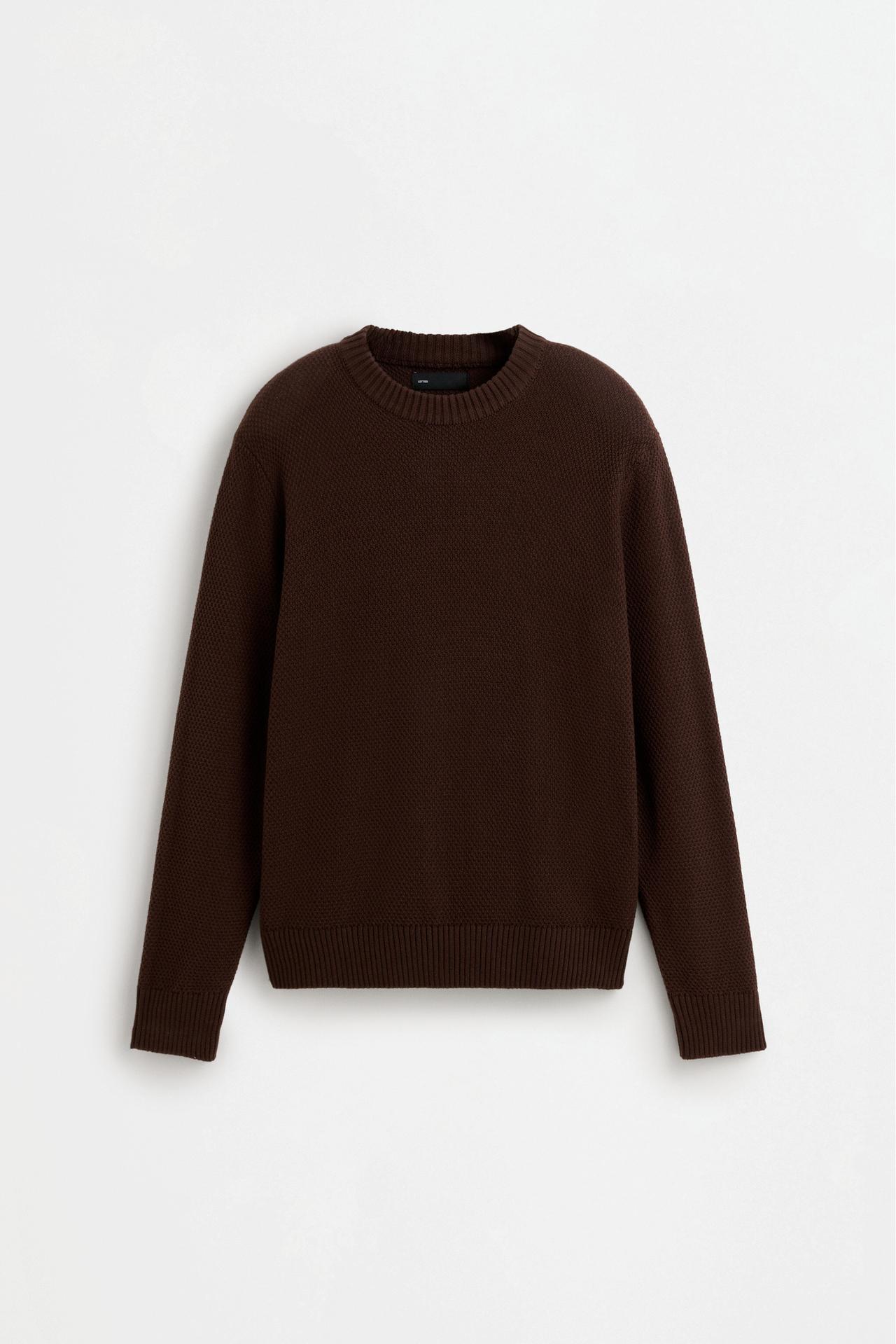 Textured knit sweater — CHOCOLATE