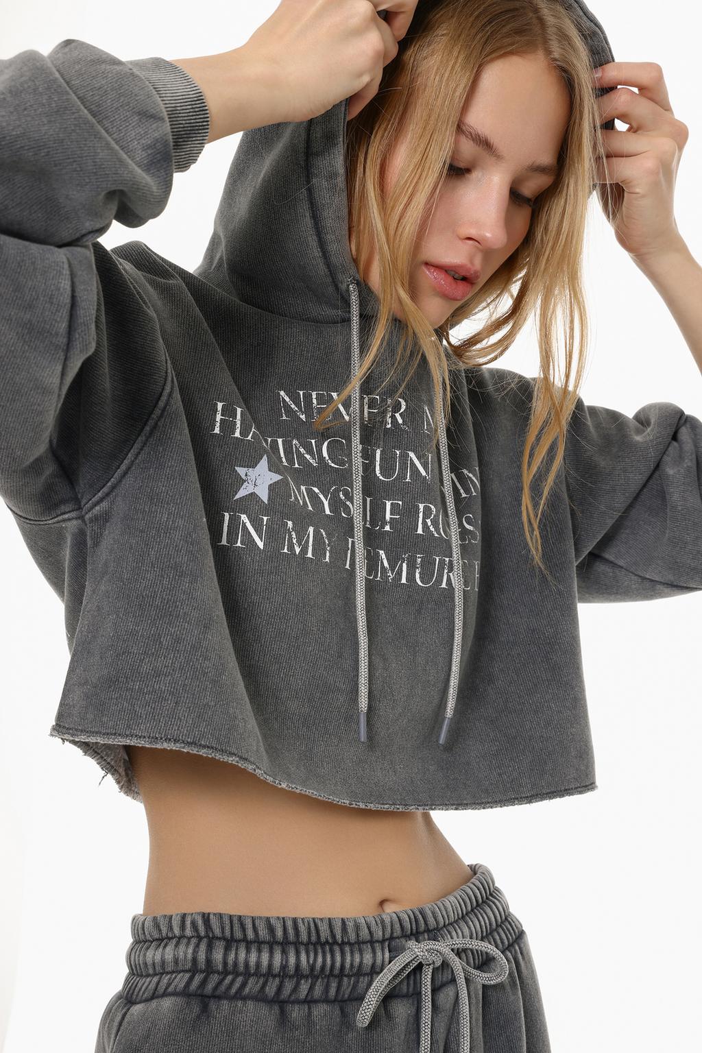 Harvard University Sudadera Harvard Gris Sudaderas Zara Washed