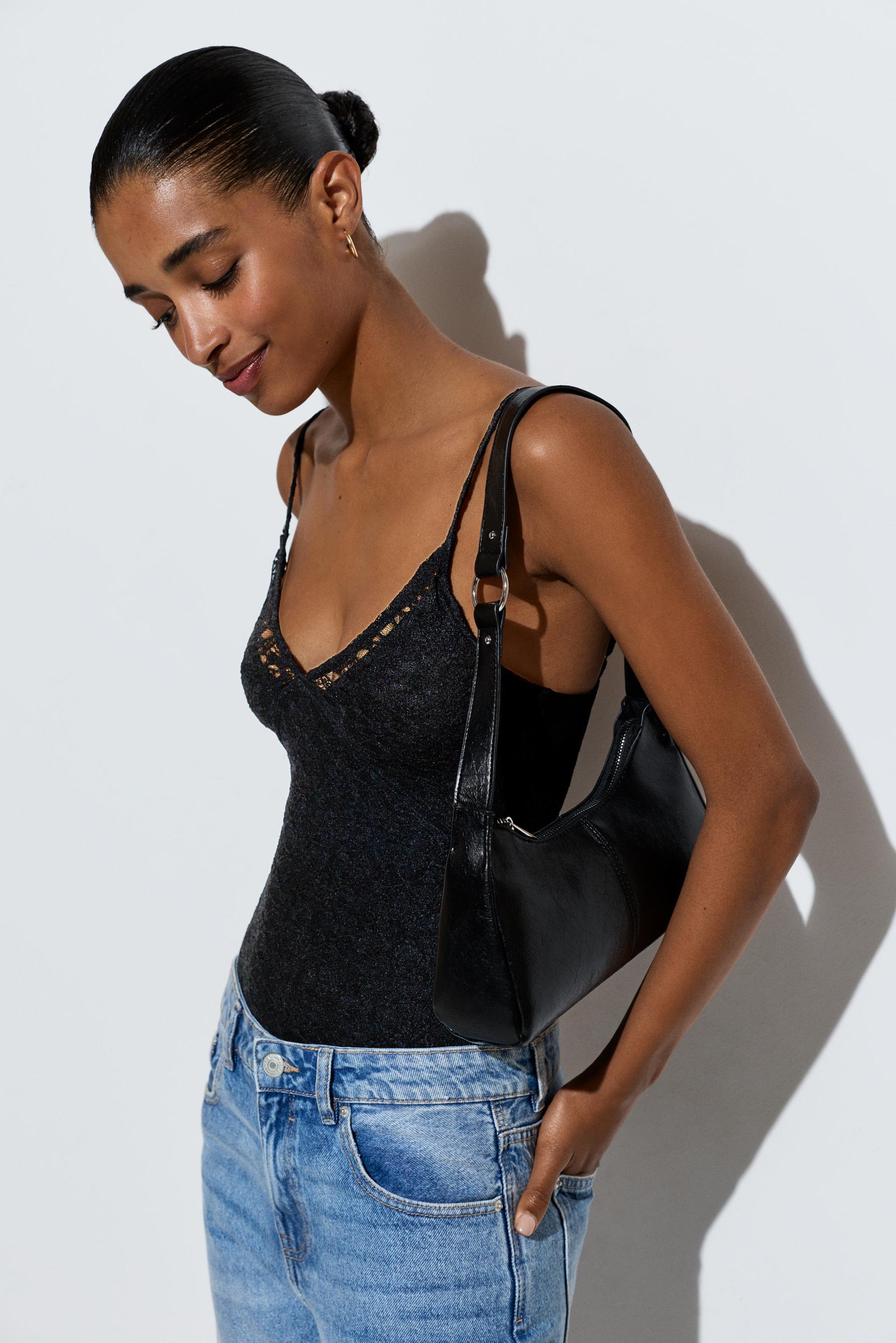 Lace bodysuit — BLACK