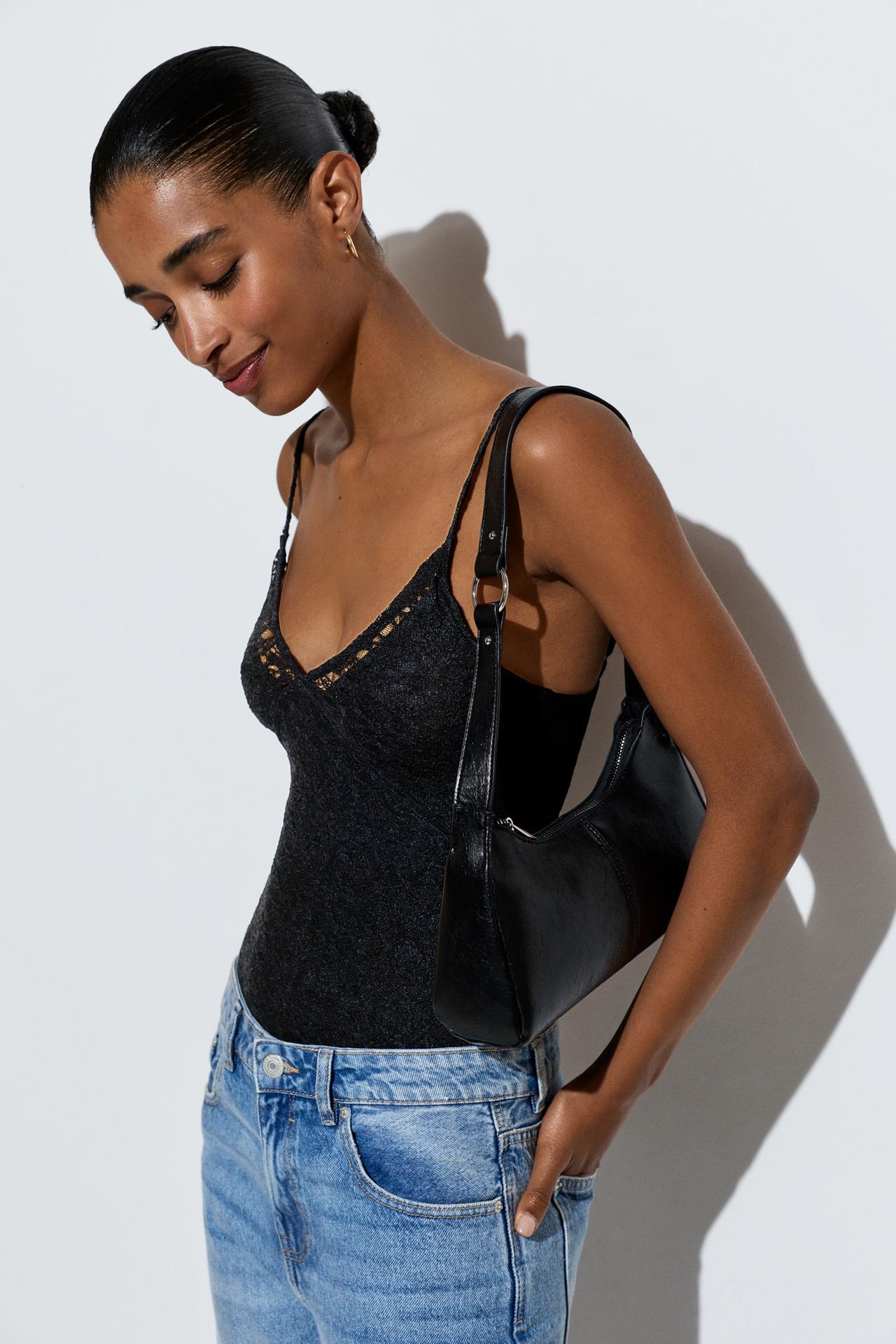 Lace bodysuit — BLACK