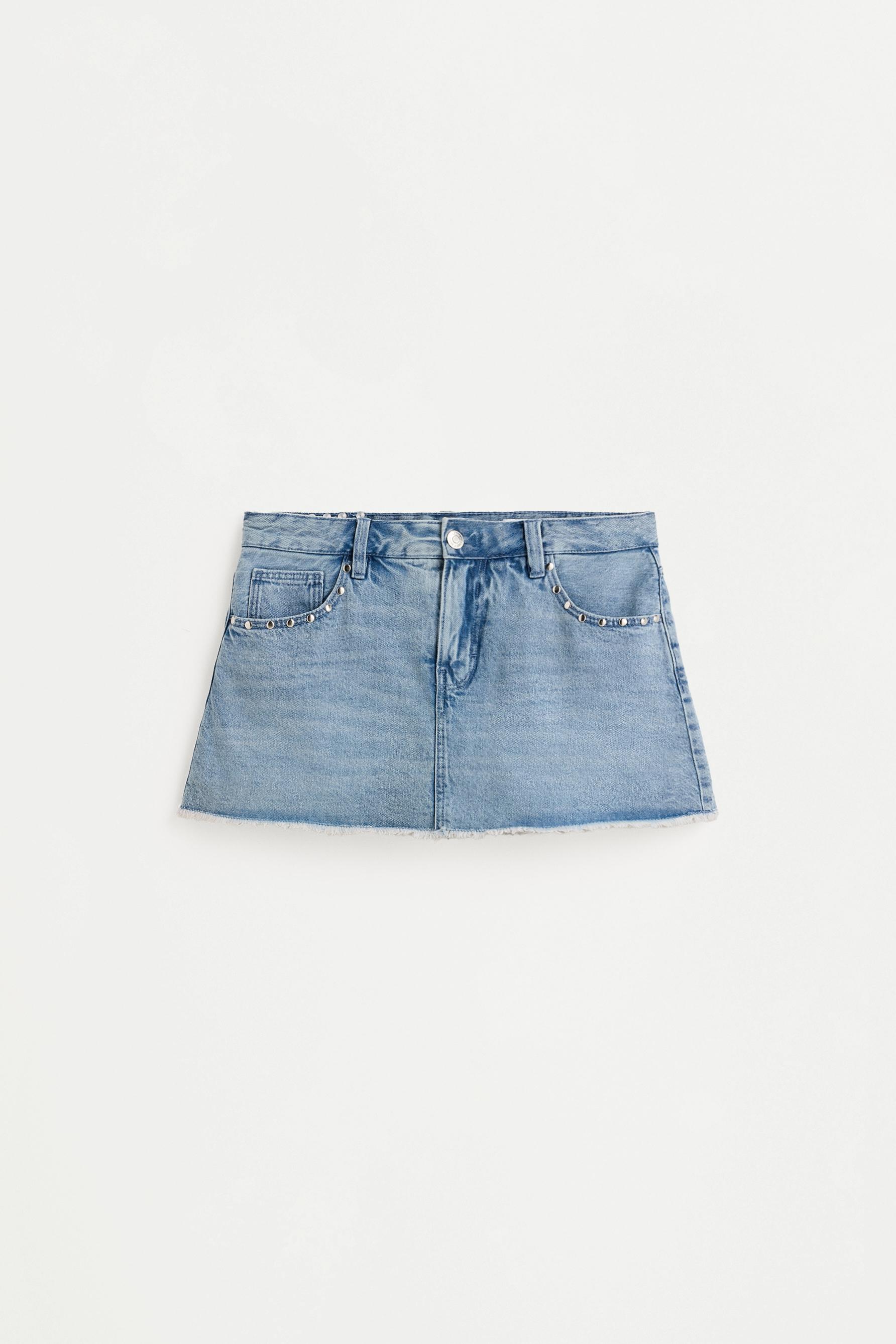 Studded denim skirt — INDIGO