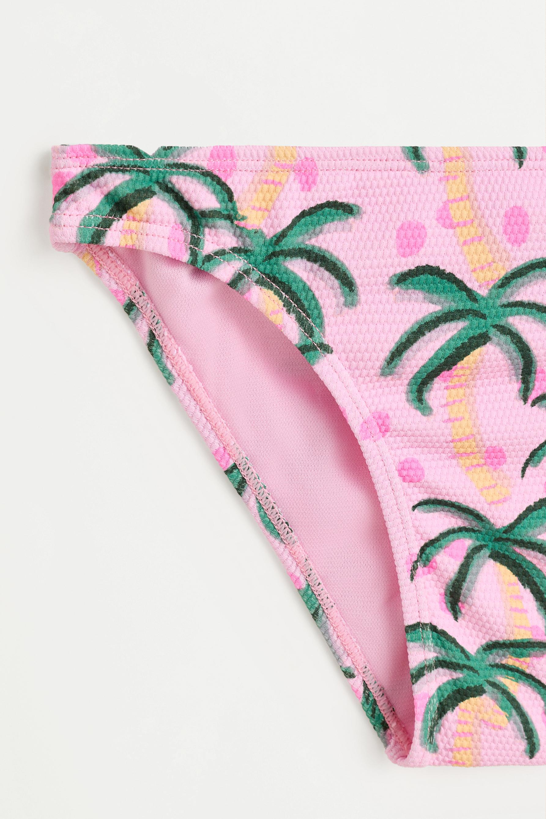 Ruched palm print bikini — PINK
