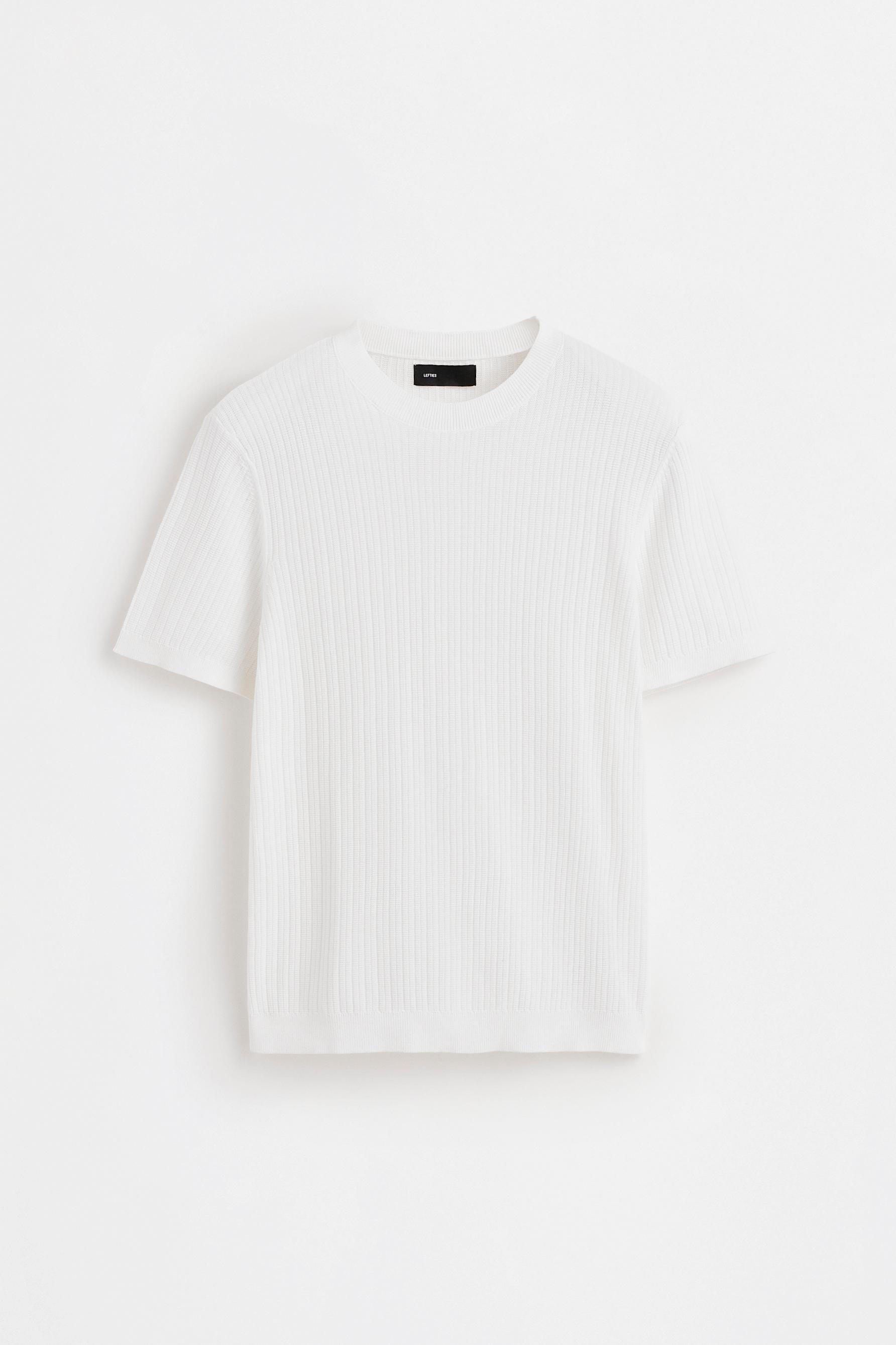 Ribbed knit T-shirt — WHITE