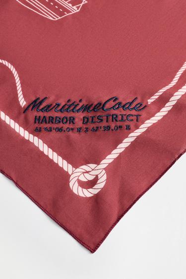 Nautical print scarf — BURGUNDY 5