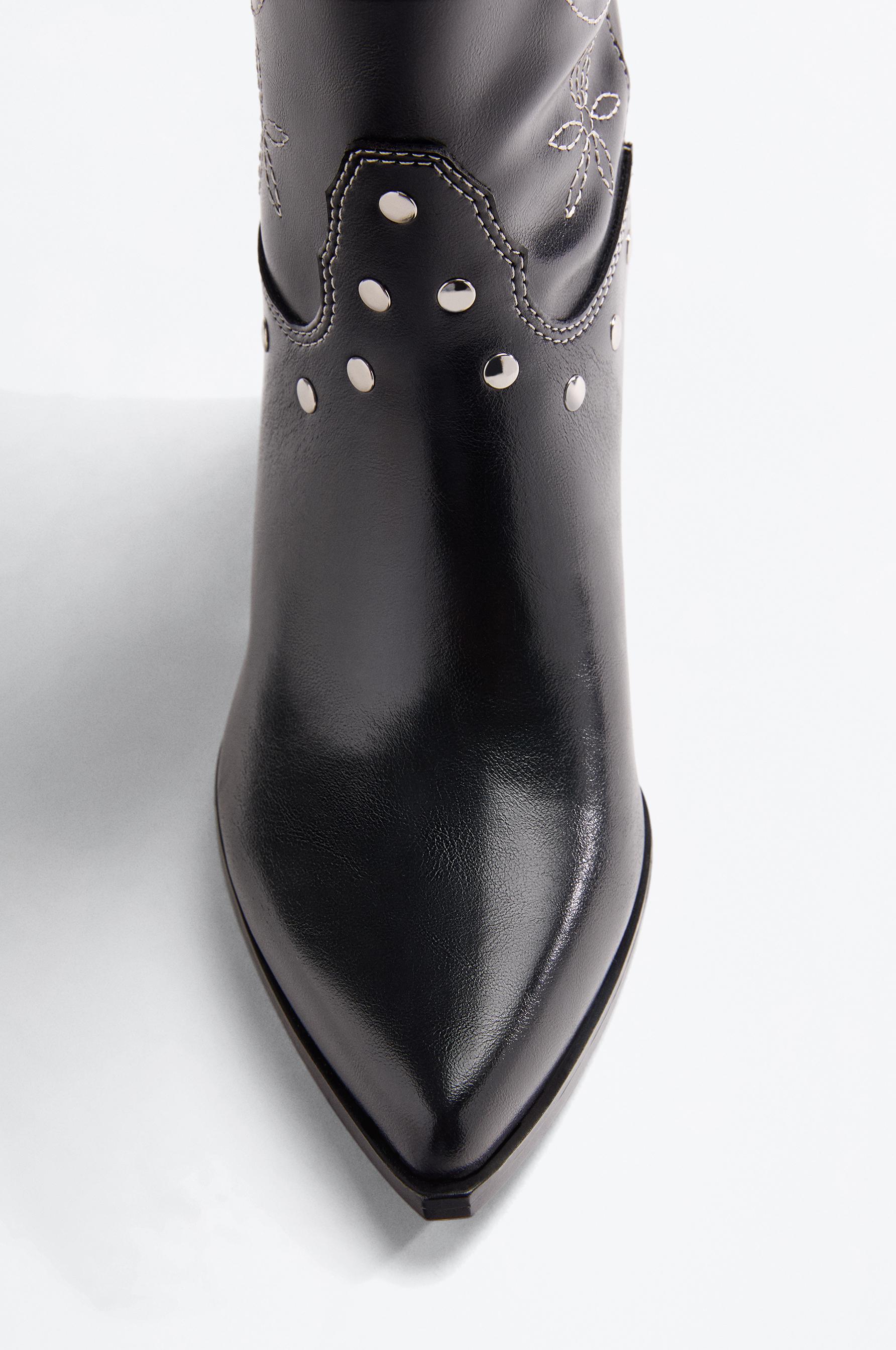 Cowboy studded boot — BLACK
