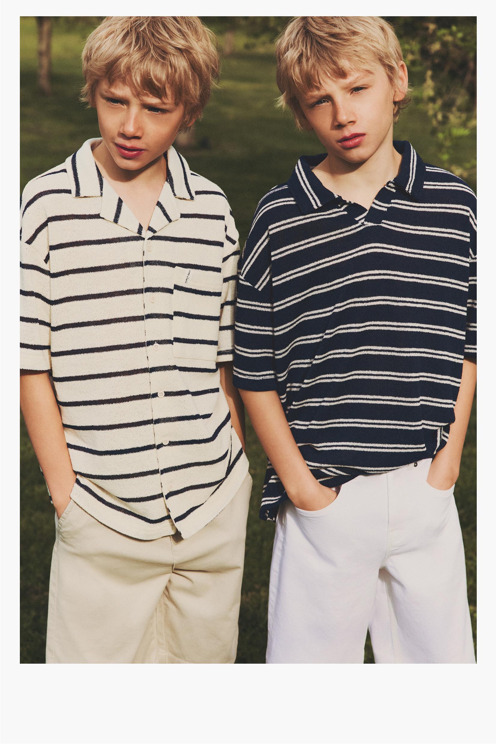 Bias cut striped shirt — ECRU