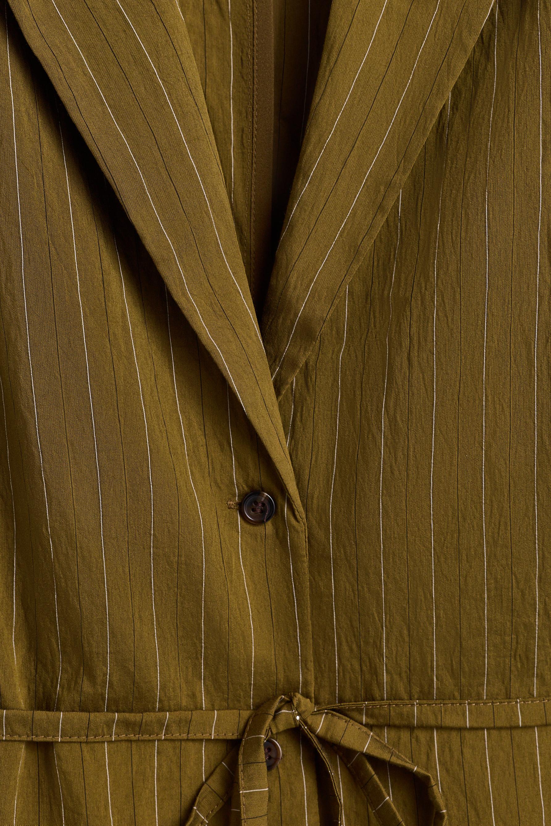 Striped blazer with tie — GREENISH
