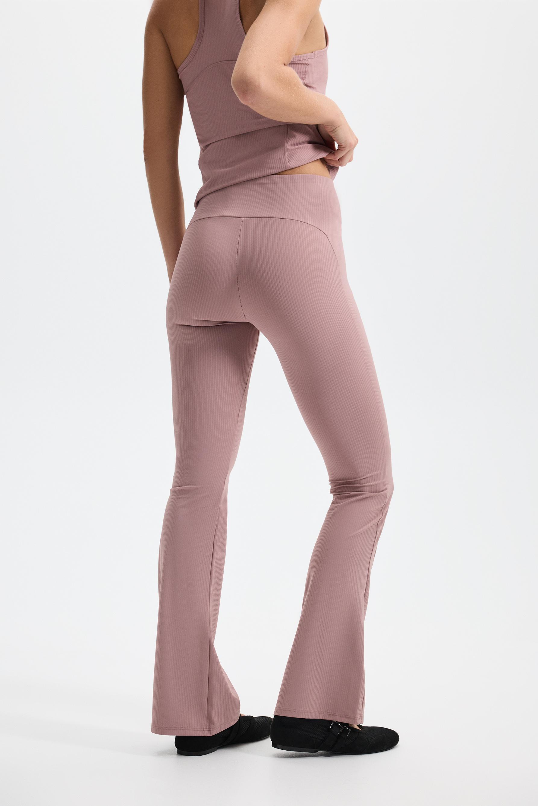 Ribbed flared sports leggings — PINK