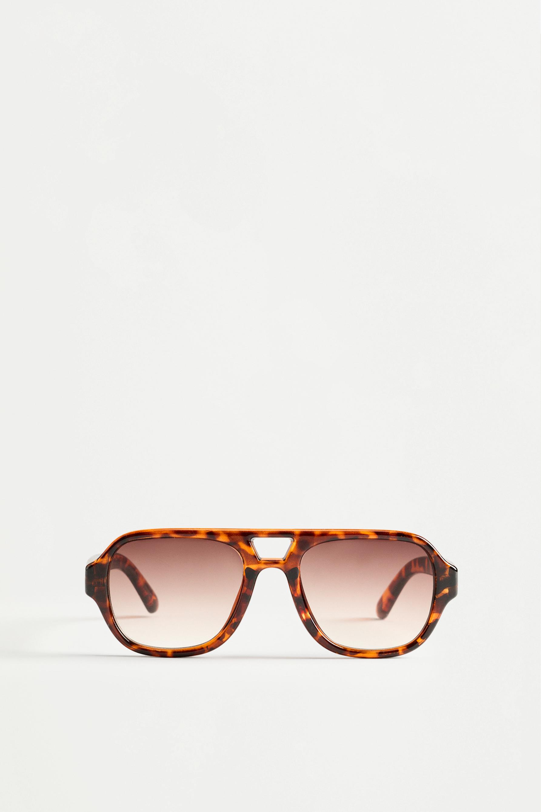 Tortoiseshell aviator sunglasses — DARK BROWN