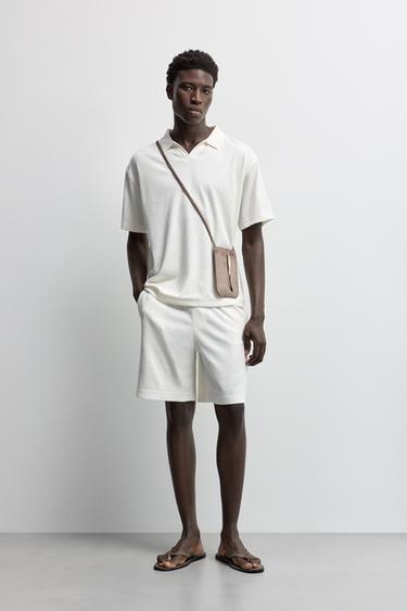 Rustic texture polo shirt — OFF WHITE 2