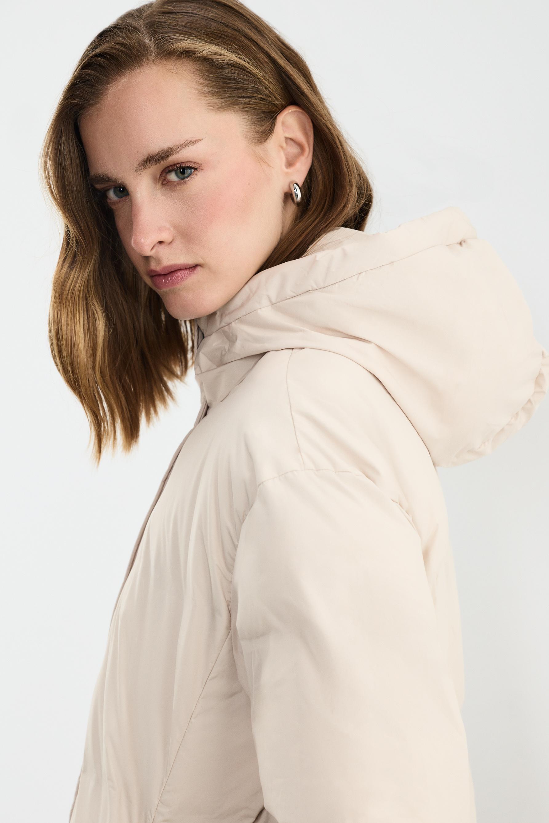 Hooded puffer jacket — ECRU