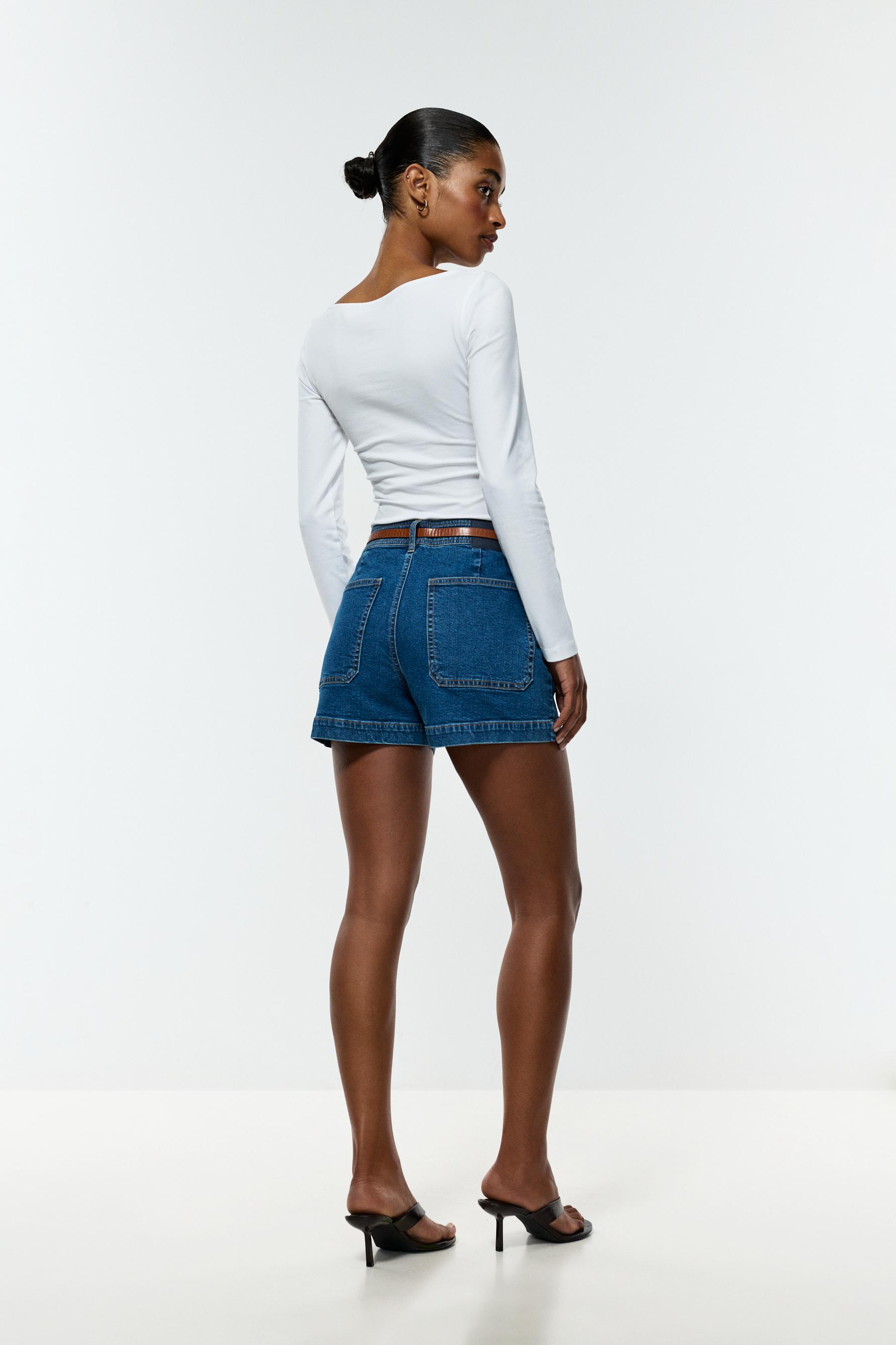 Bermuda shorts with belt — PALE INDIGO