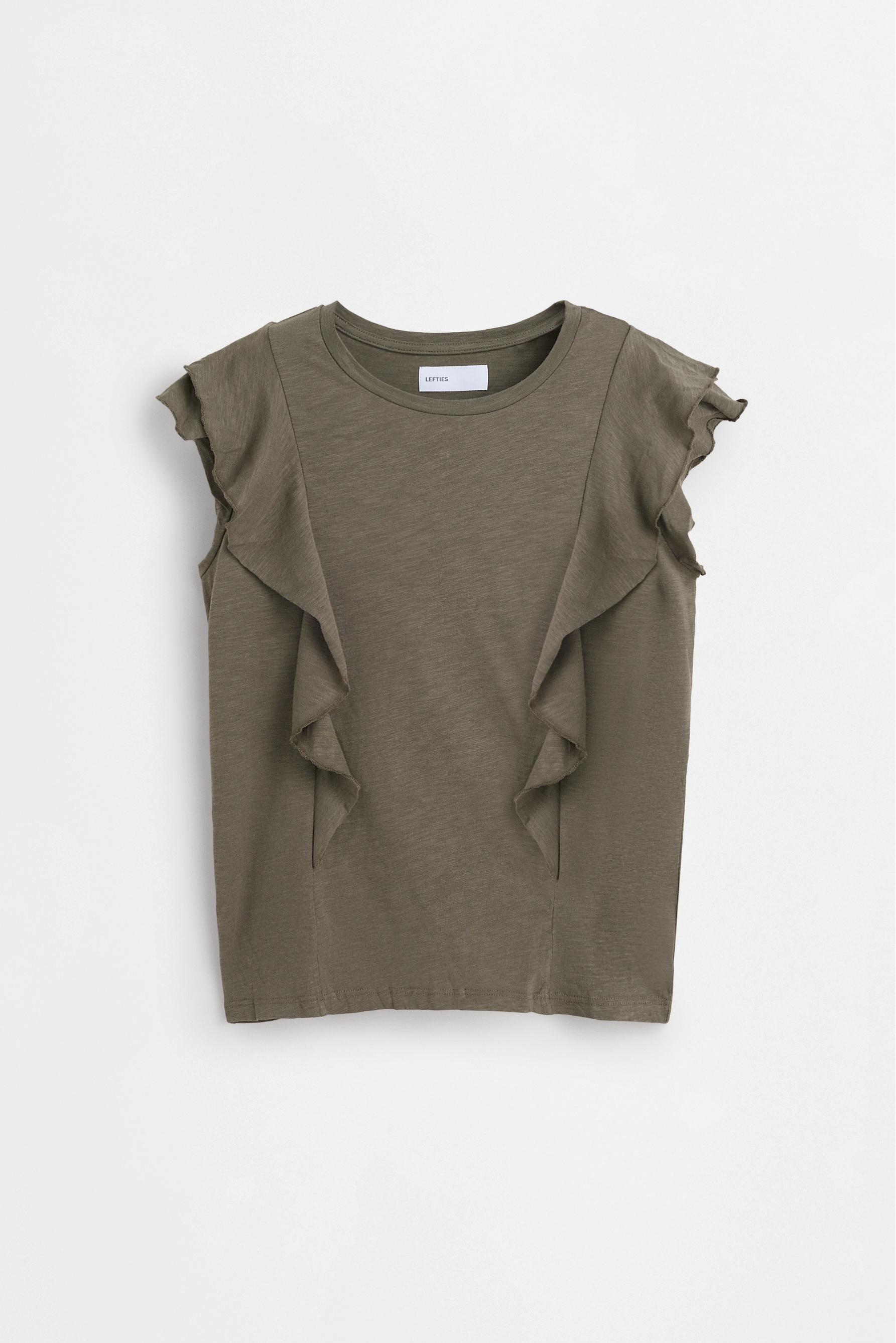 Ruffled T-shirt — DARK KHAKI