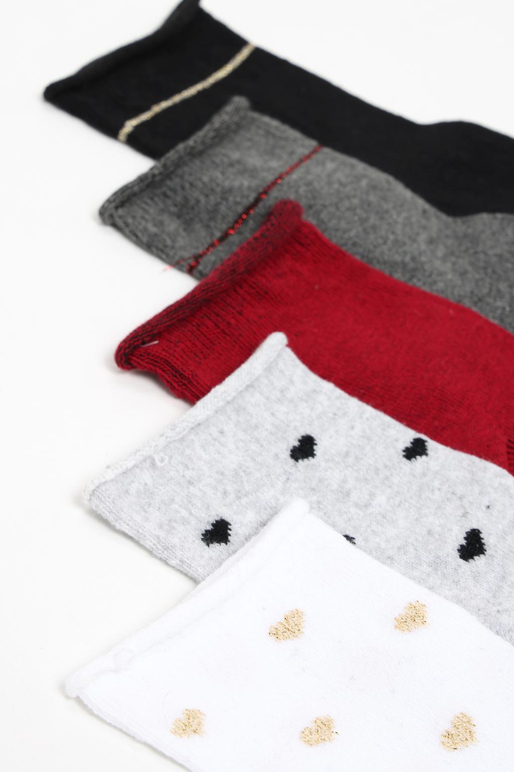 Pack of 5 pairs of contrast socks