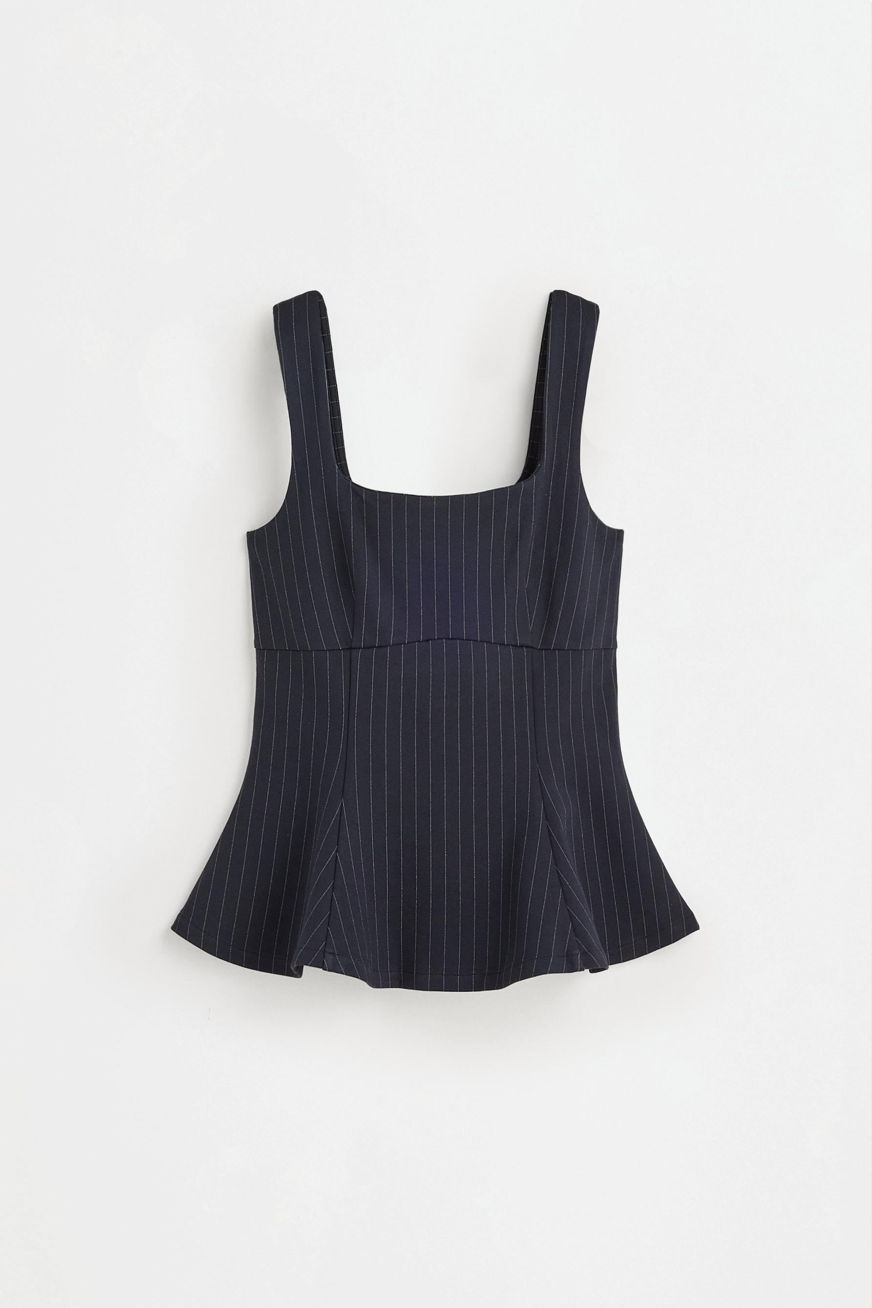 Interlock peplum top — STRIPED