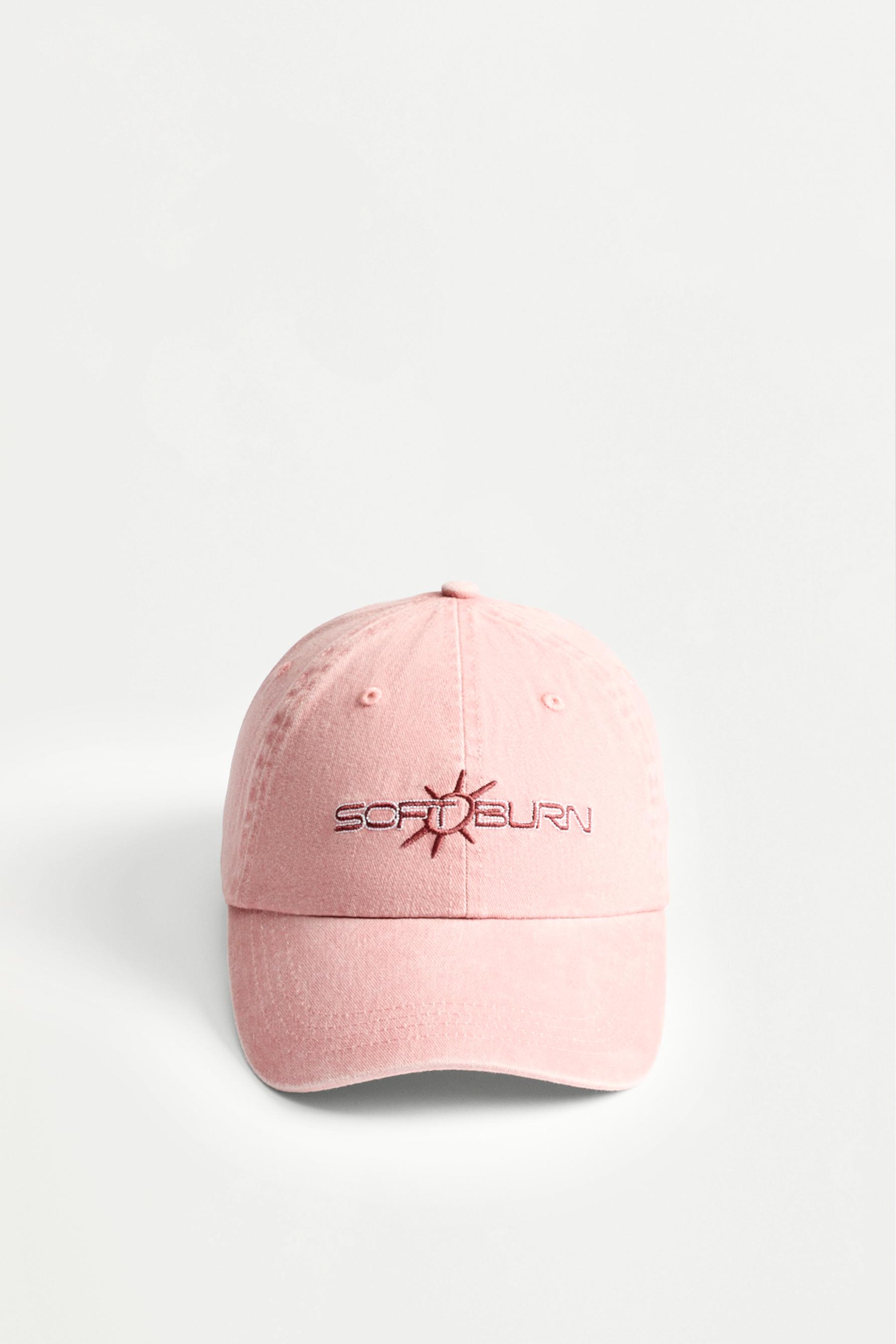 Faded-effect embroidered cap — PASTEL PINK