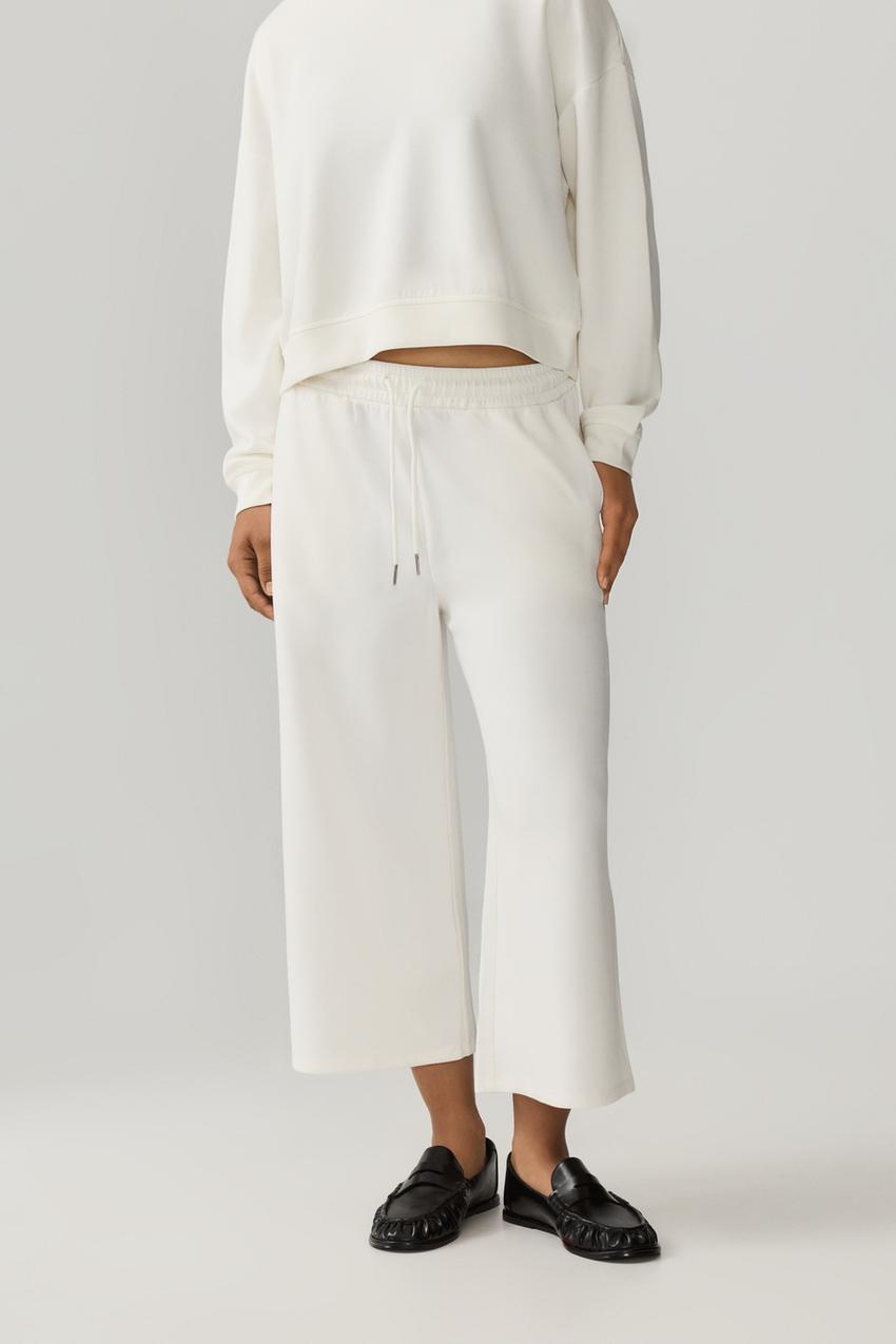 Calças culottes de felpa fluidas Calças ROUPA Mulher