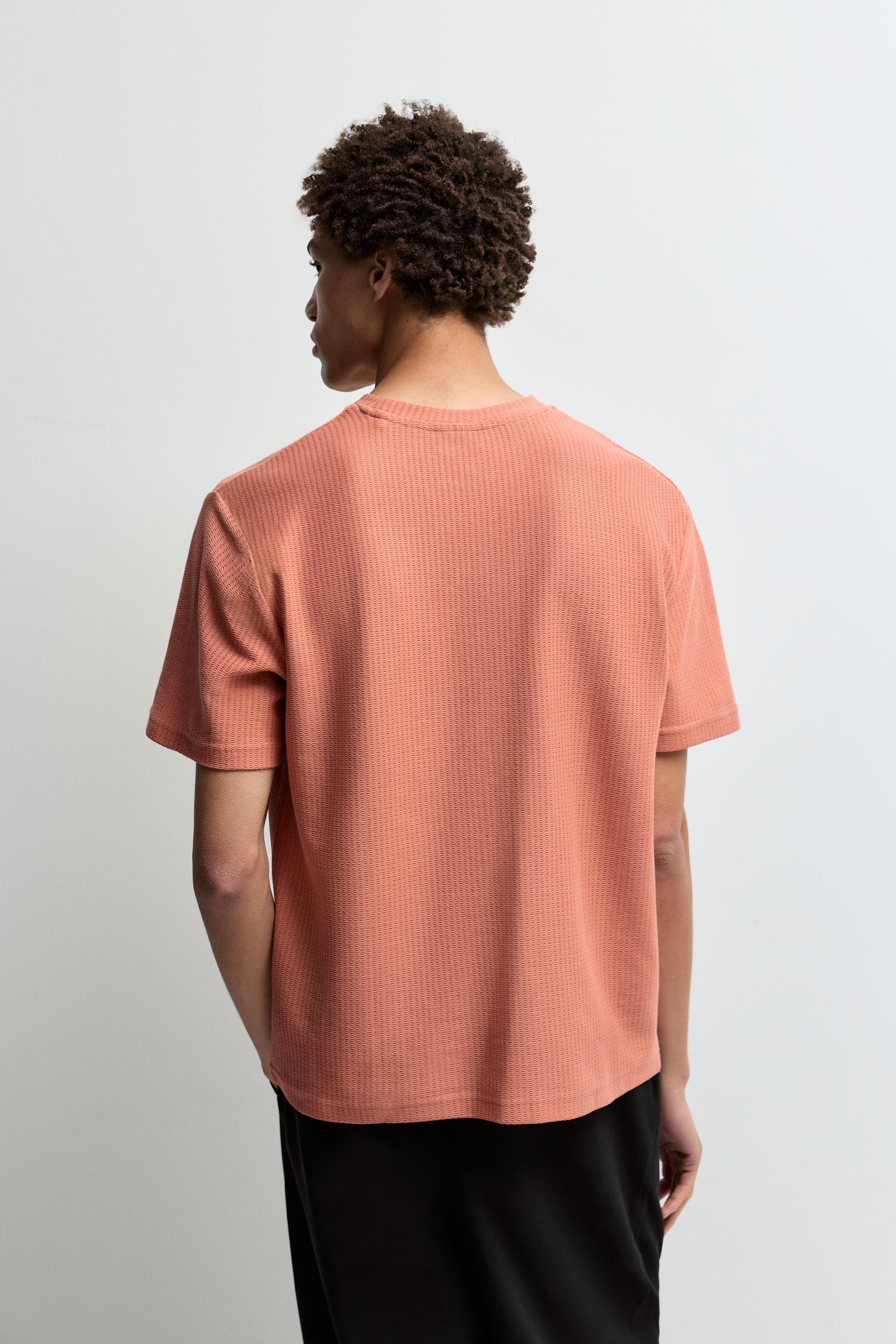 Texture T-shirt — BRIGHT CORAL
