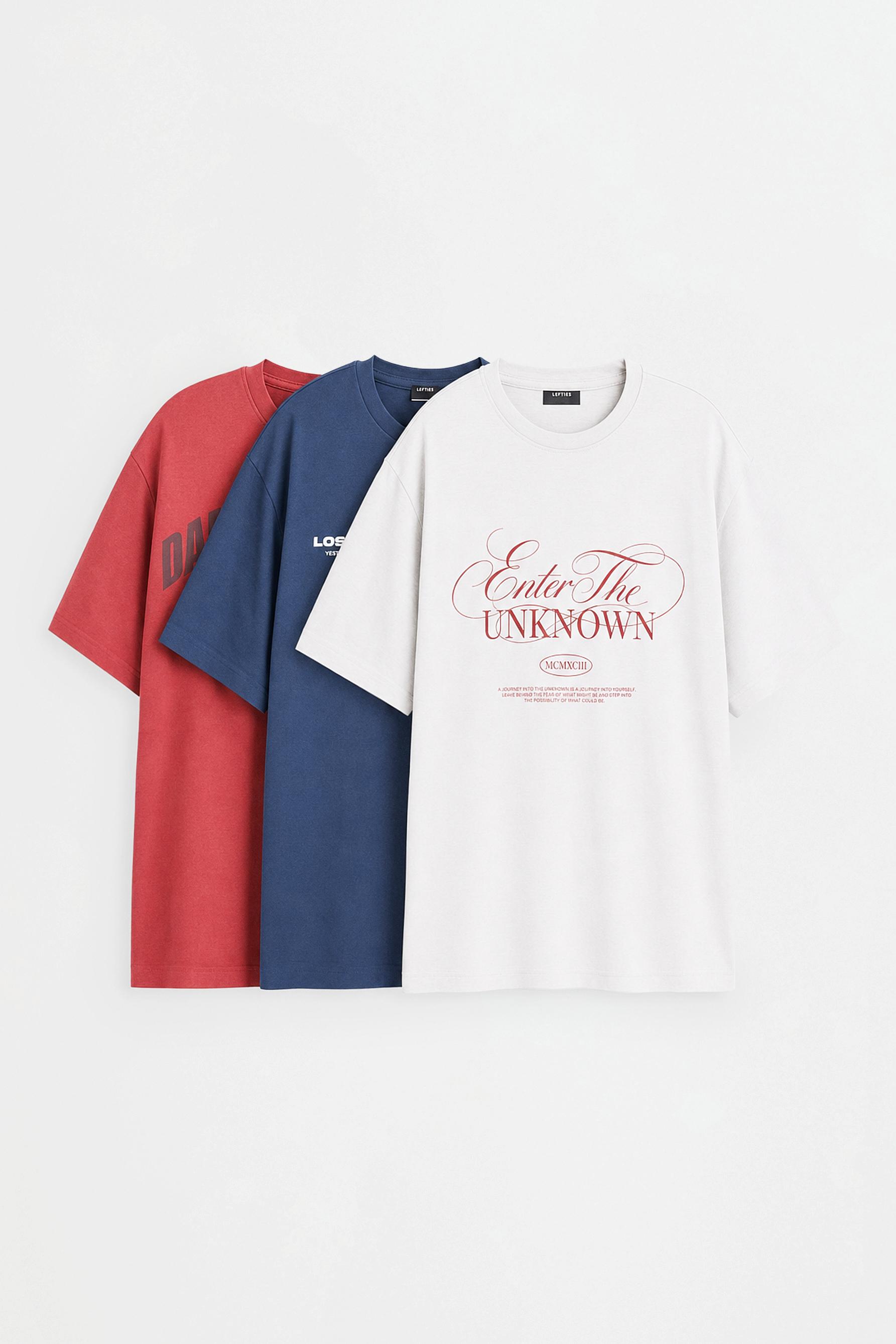 3-pack of printed T-shirts — DARK PINK