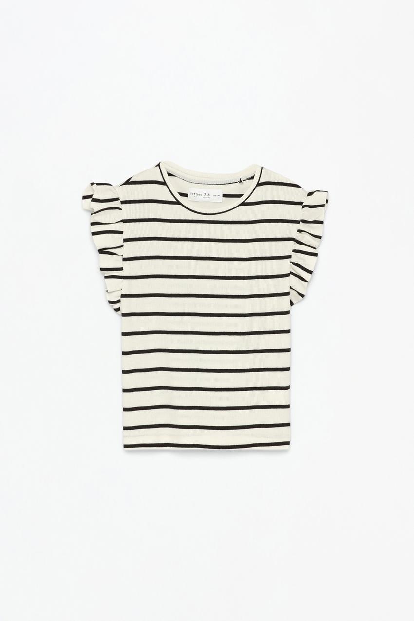 Ruffled Sleeve T Shirt Volant Zara Ribbed T-shirt With Ruffles