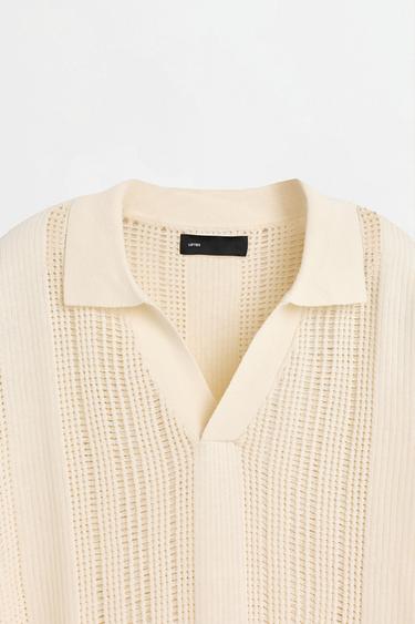Cutwork knit polo — OFF WHITE 7