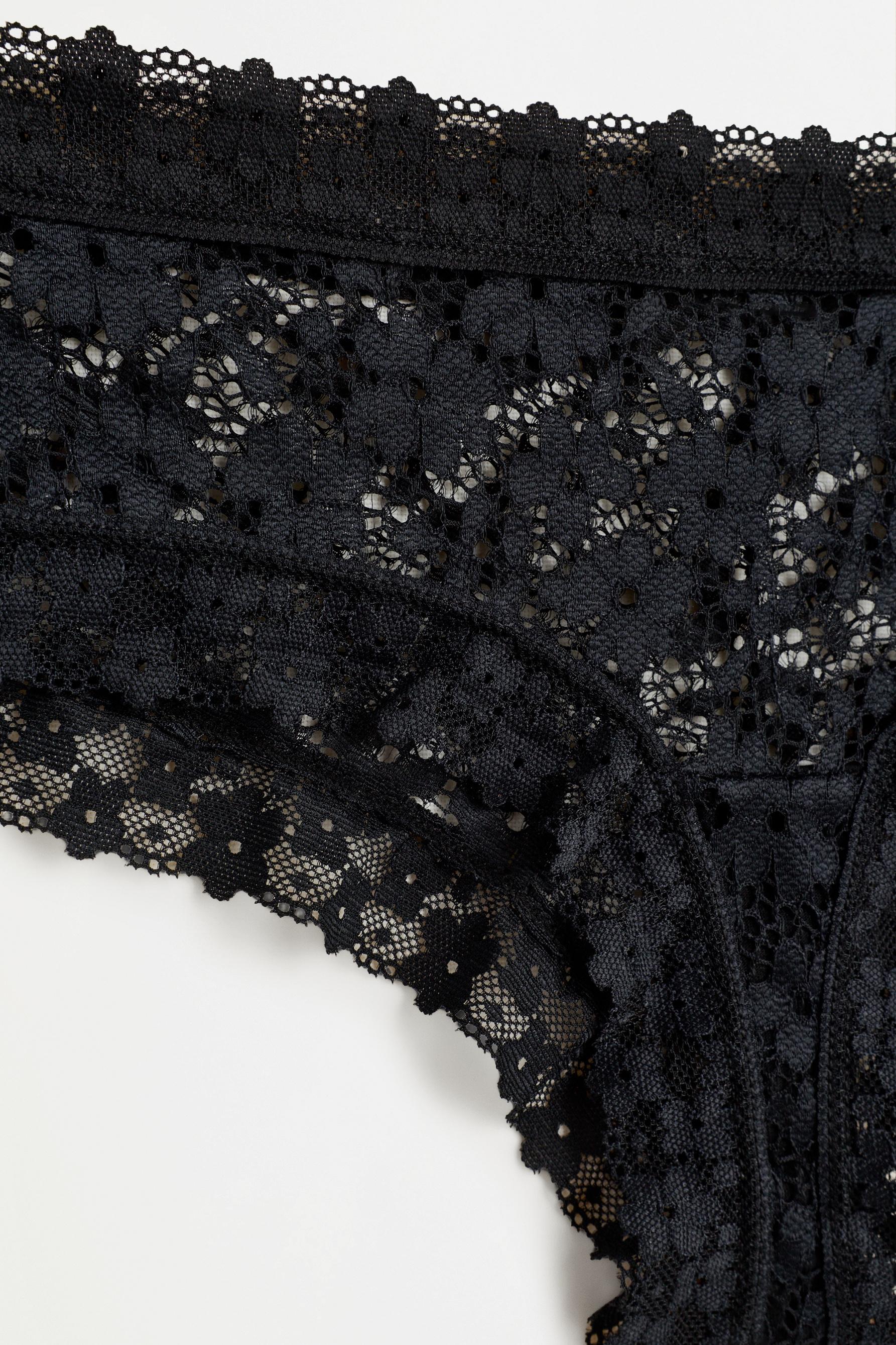Lace hipster briefs — BLACK