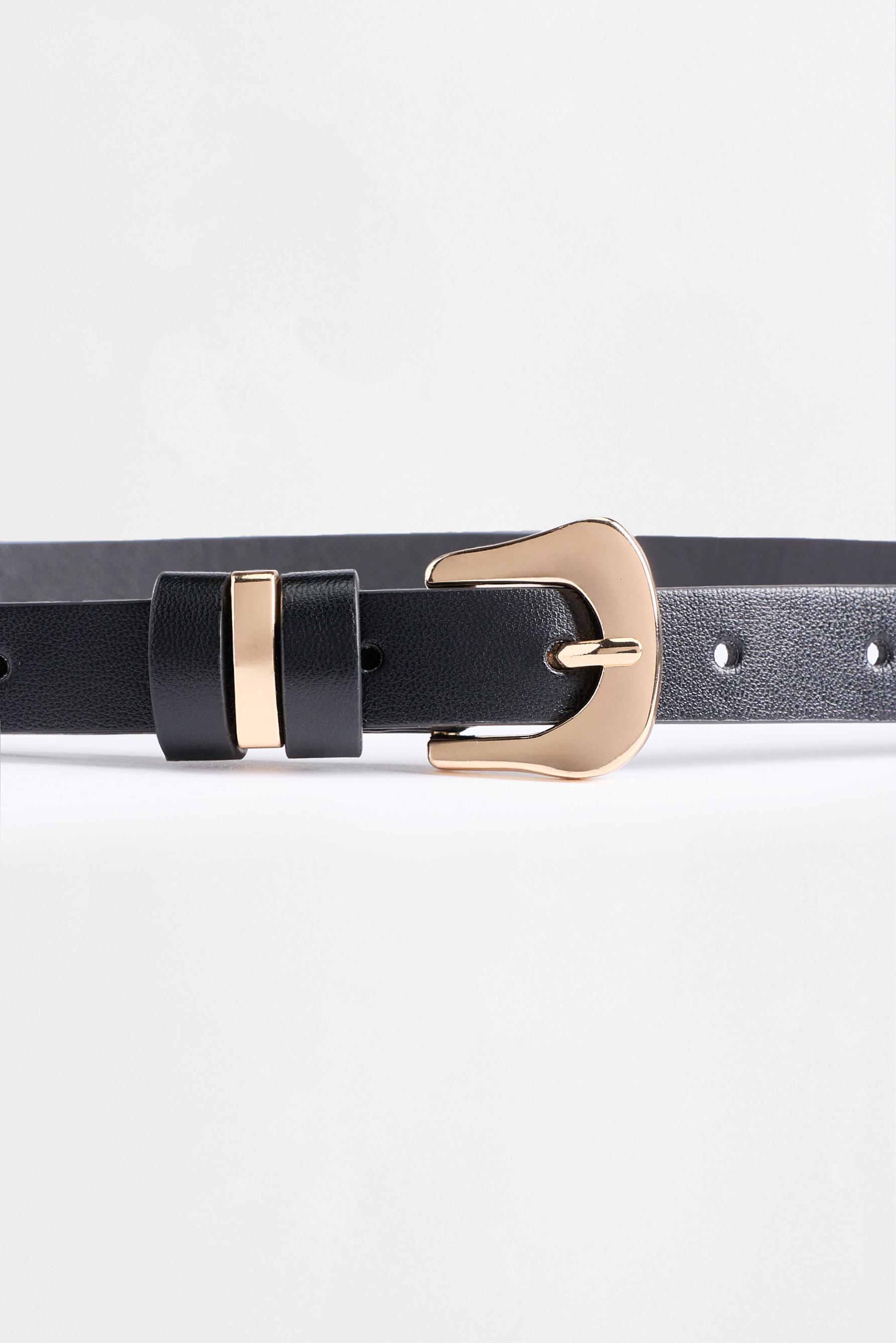 Thin leather effect belt — GOLD BLACK