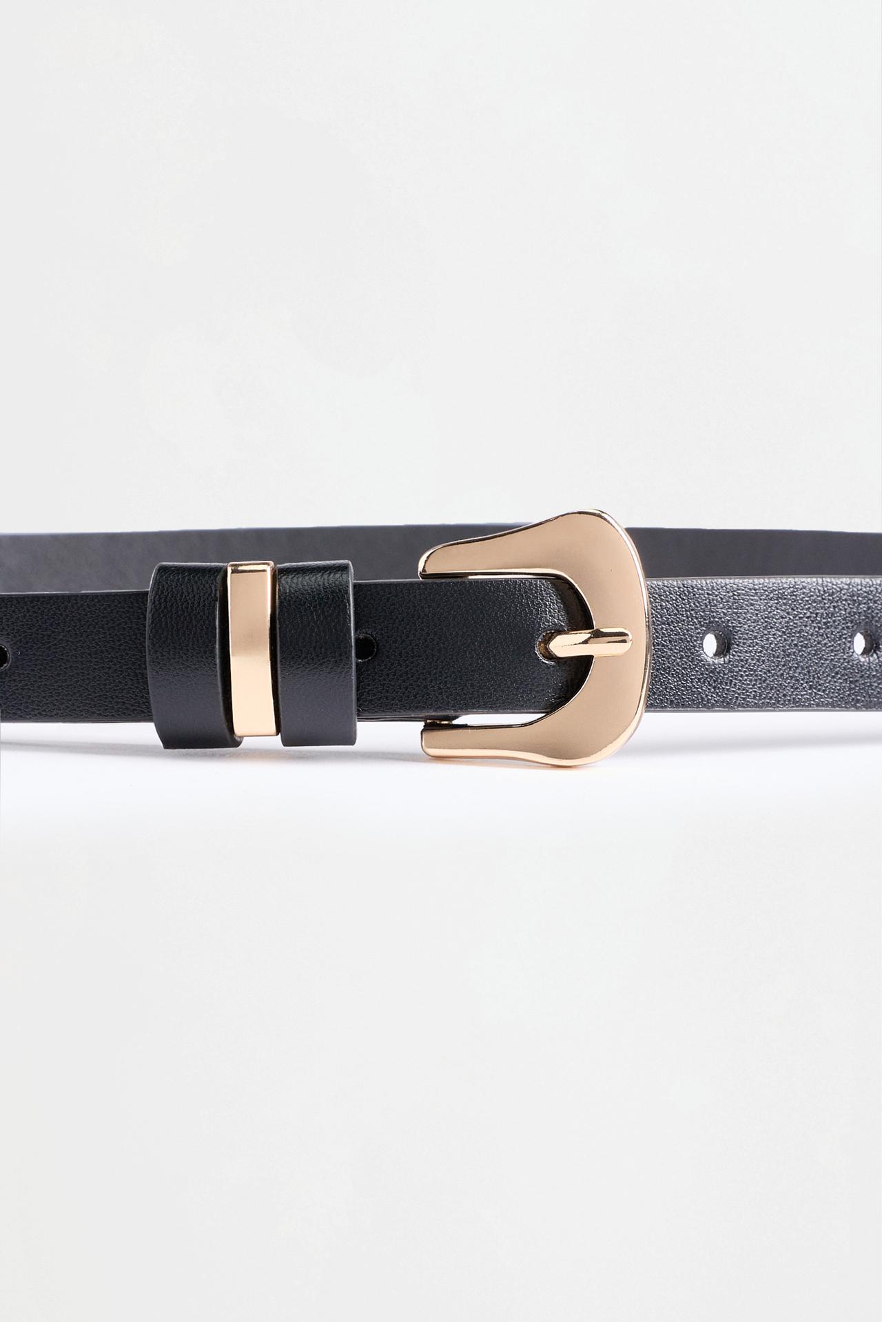 Thin leather effect belt — GOLD BLACK