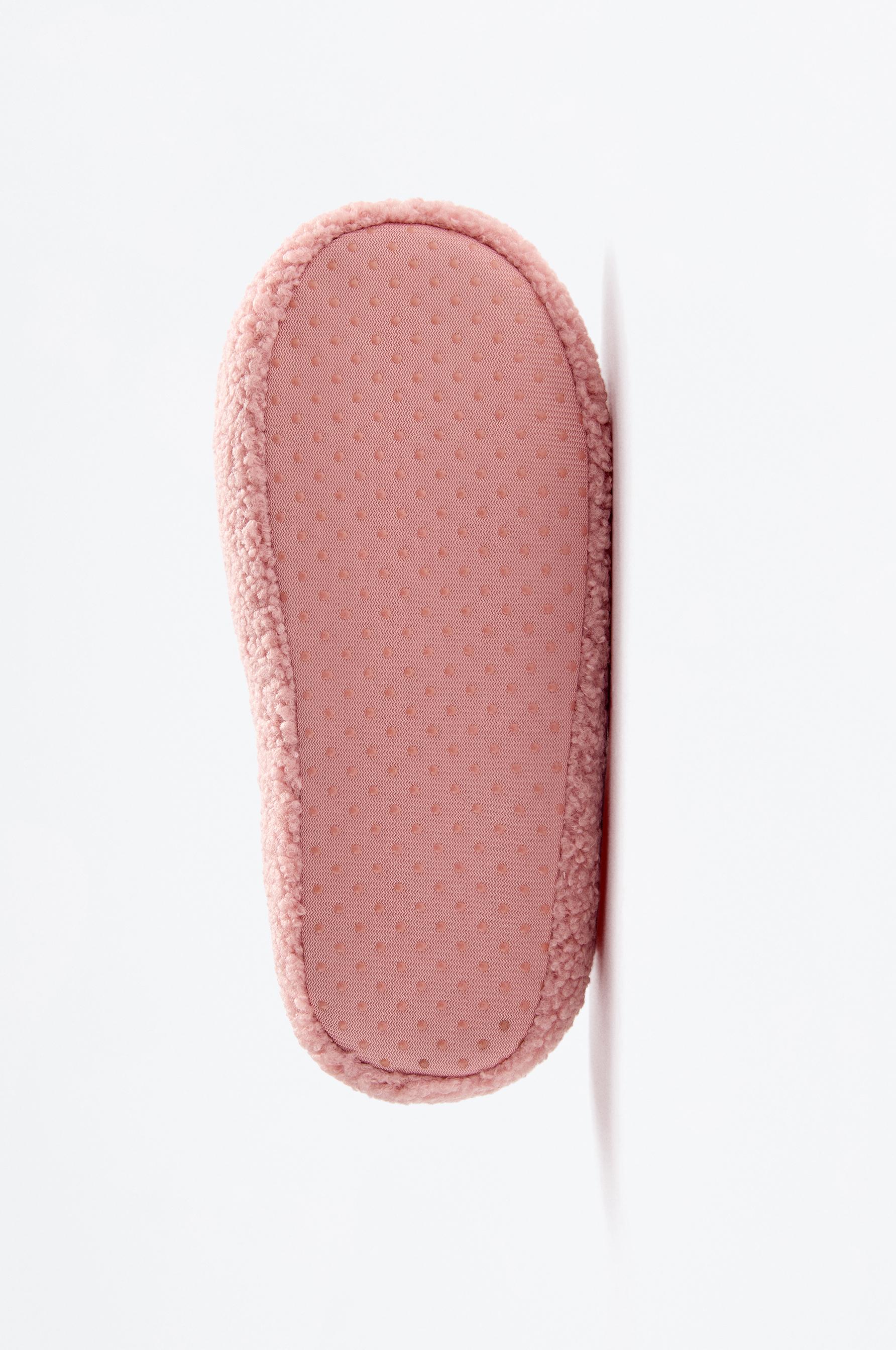 Soft bow closed house slippers — DARK PINK