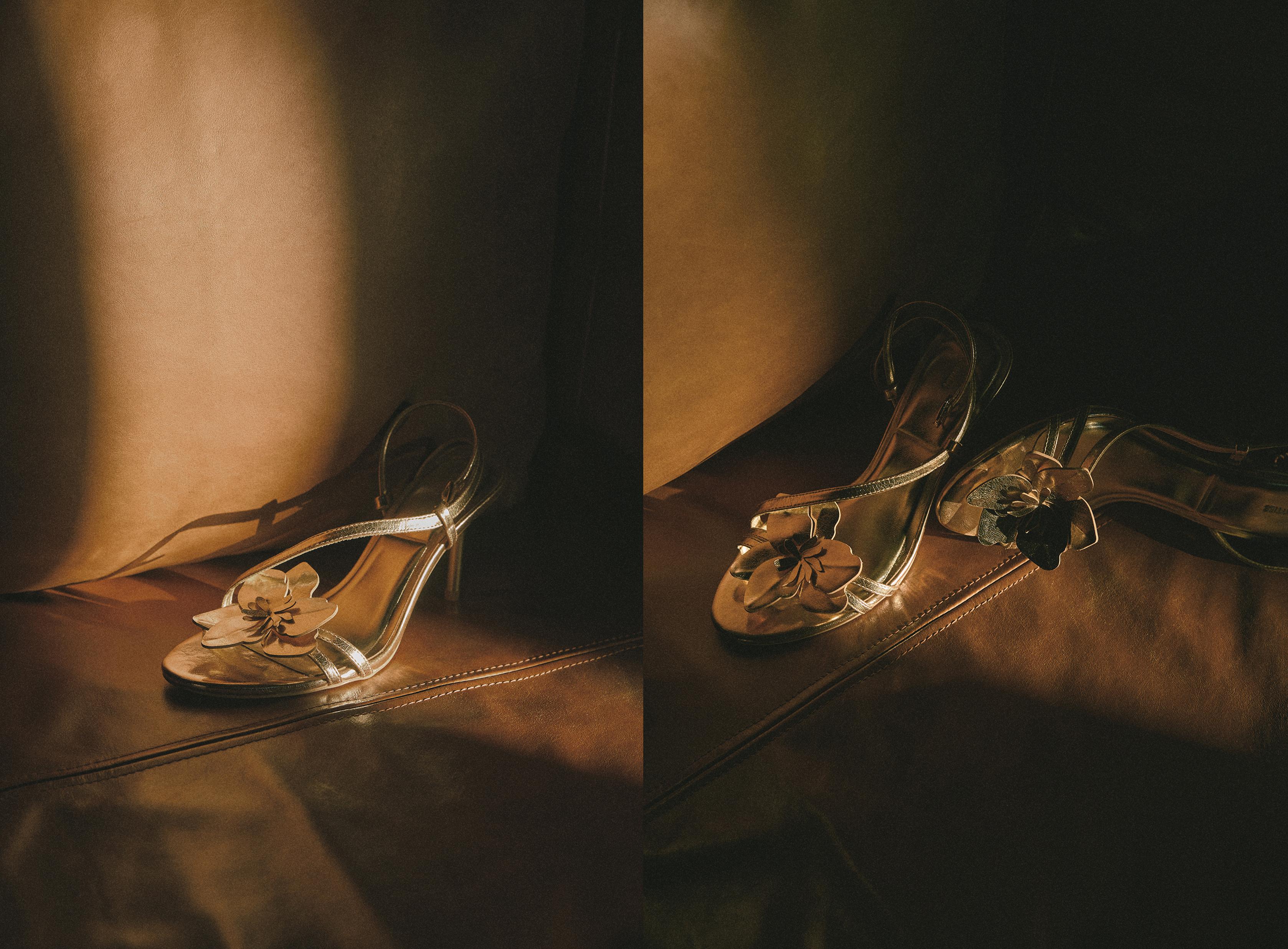 Floral heel sandals — GOLD