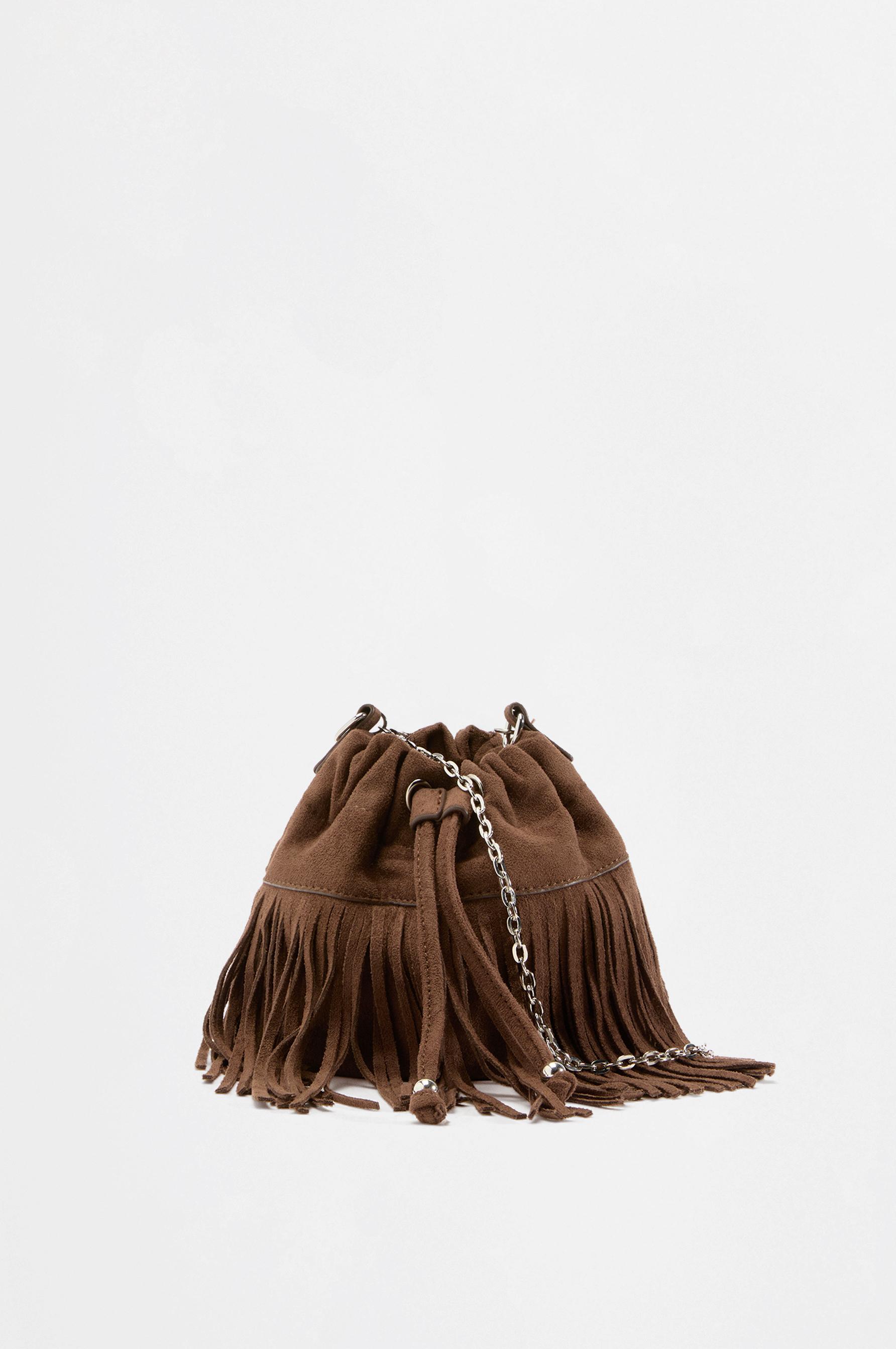 Fringe Bucket Bag — BROWN