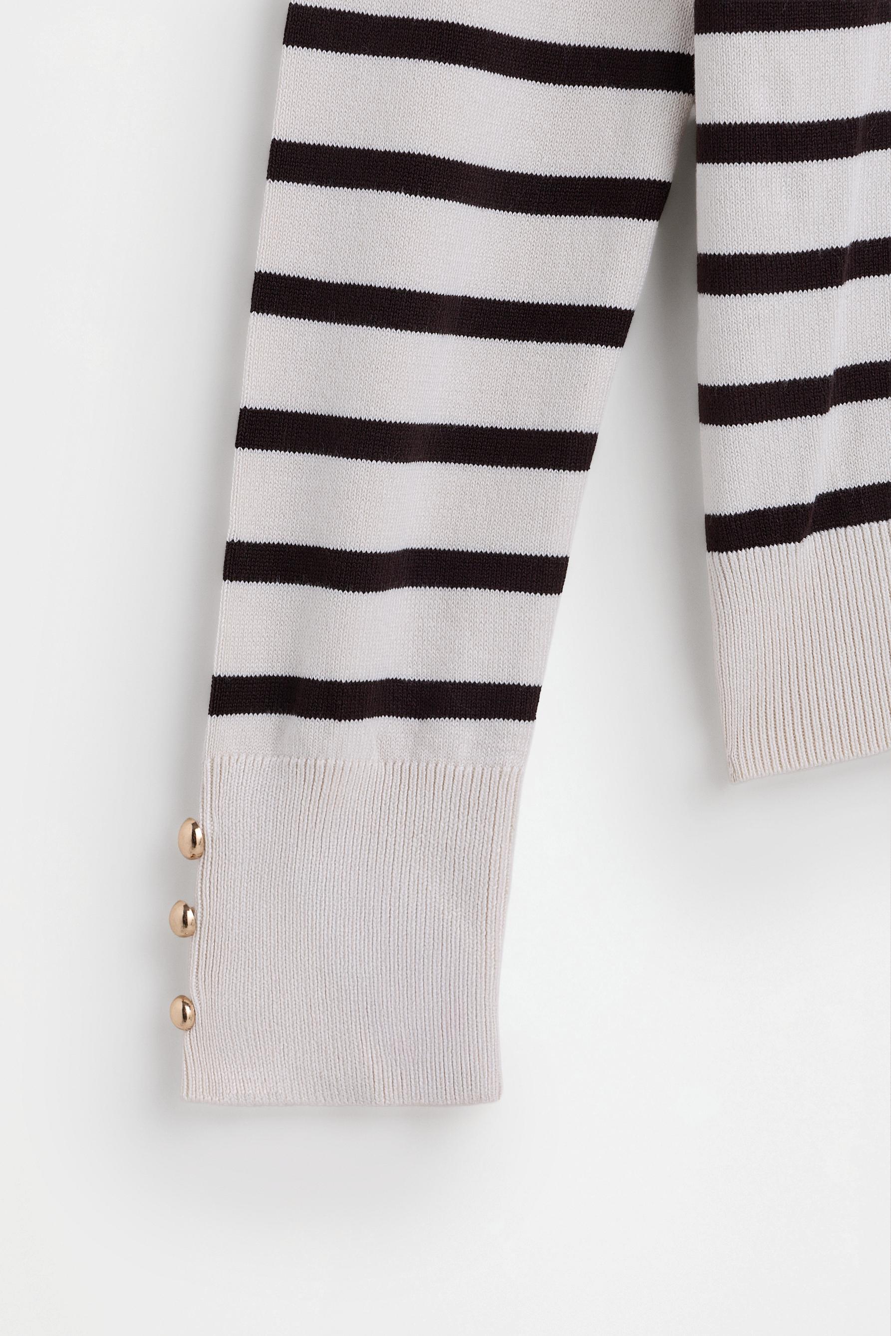 Basic gold button sweater — BEIGE/BROWN