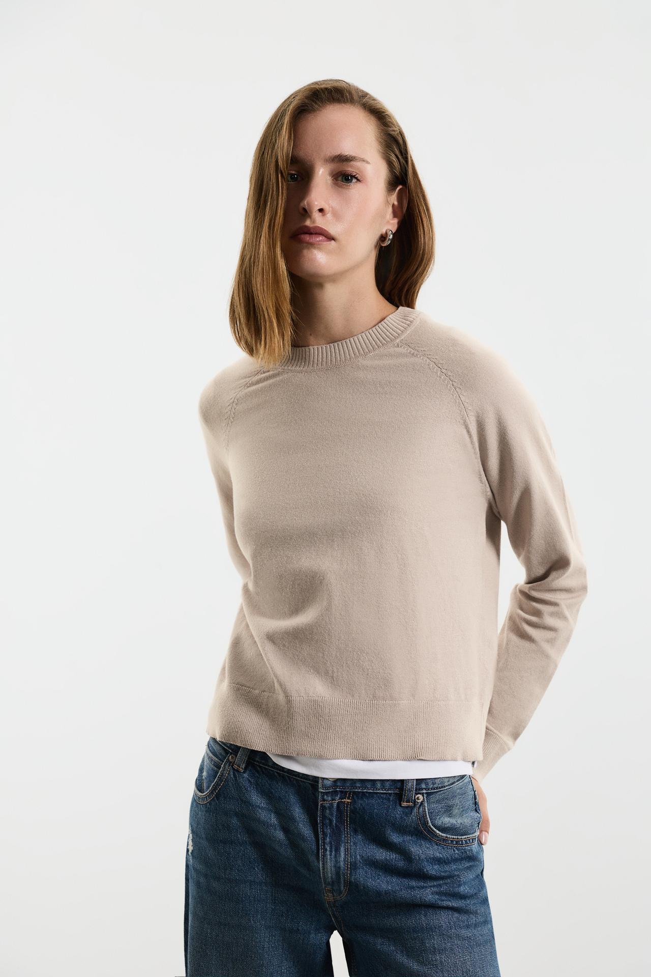 Round neck sweater — SAND MARL