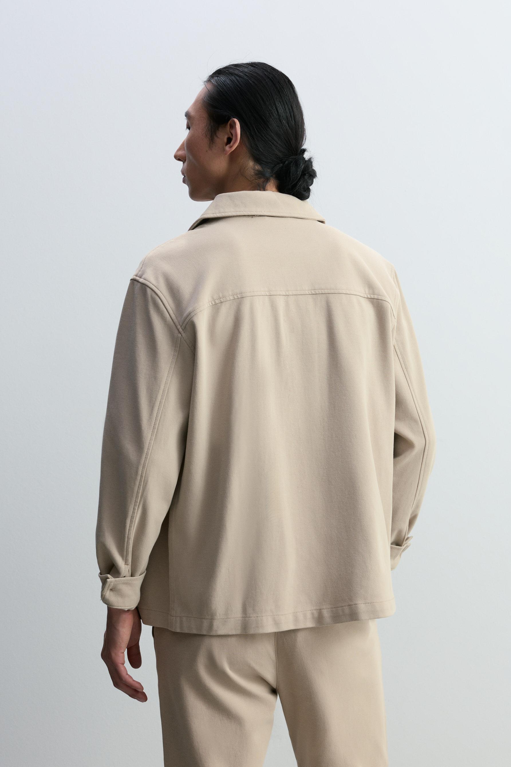 Textured pocket overshirt — ECRU