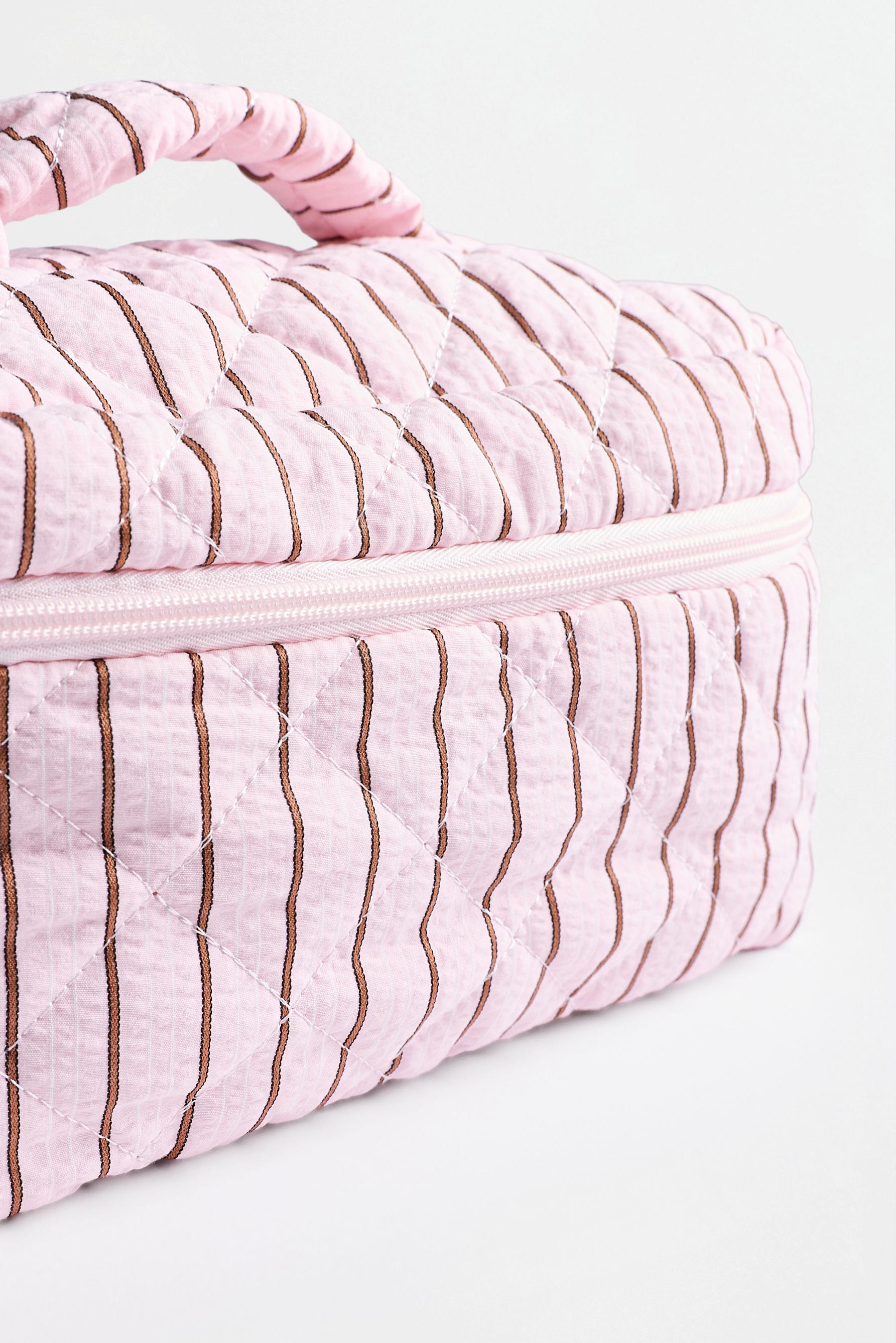 Large striped toiletry bag — ROSE PINK
