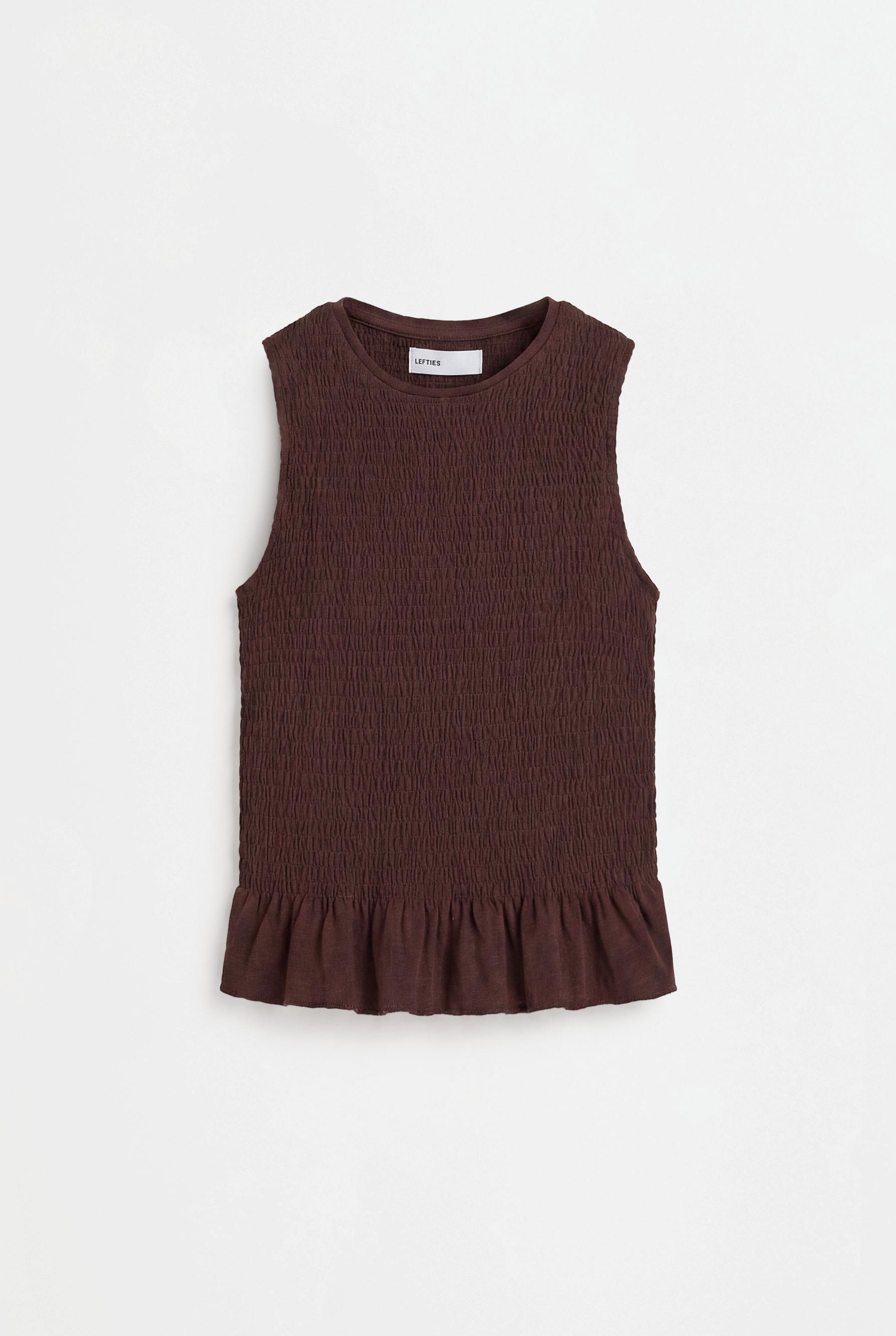 Smocked top — DARK BROWN