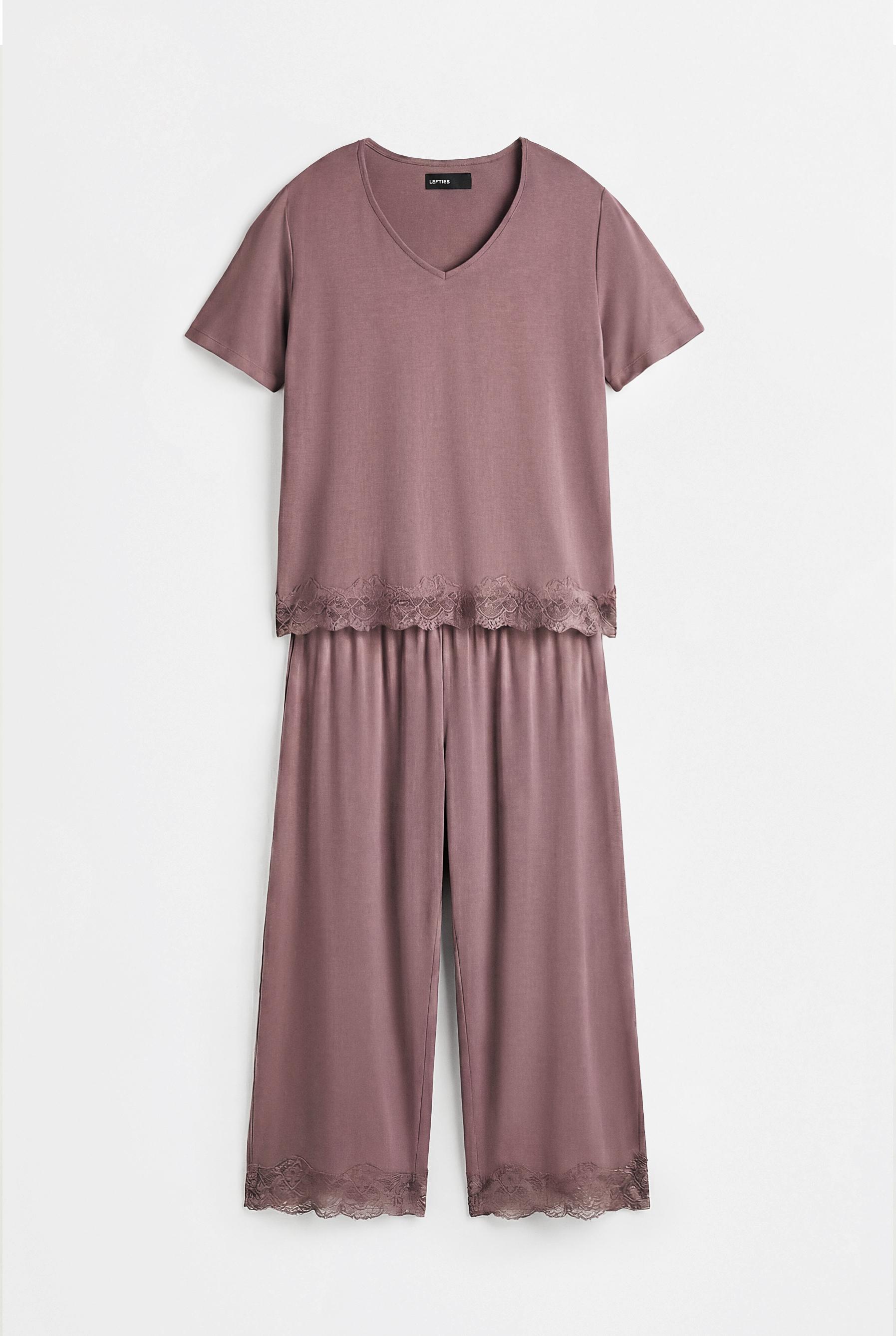 Flowing lace pyjamas — DARK MULBERRY