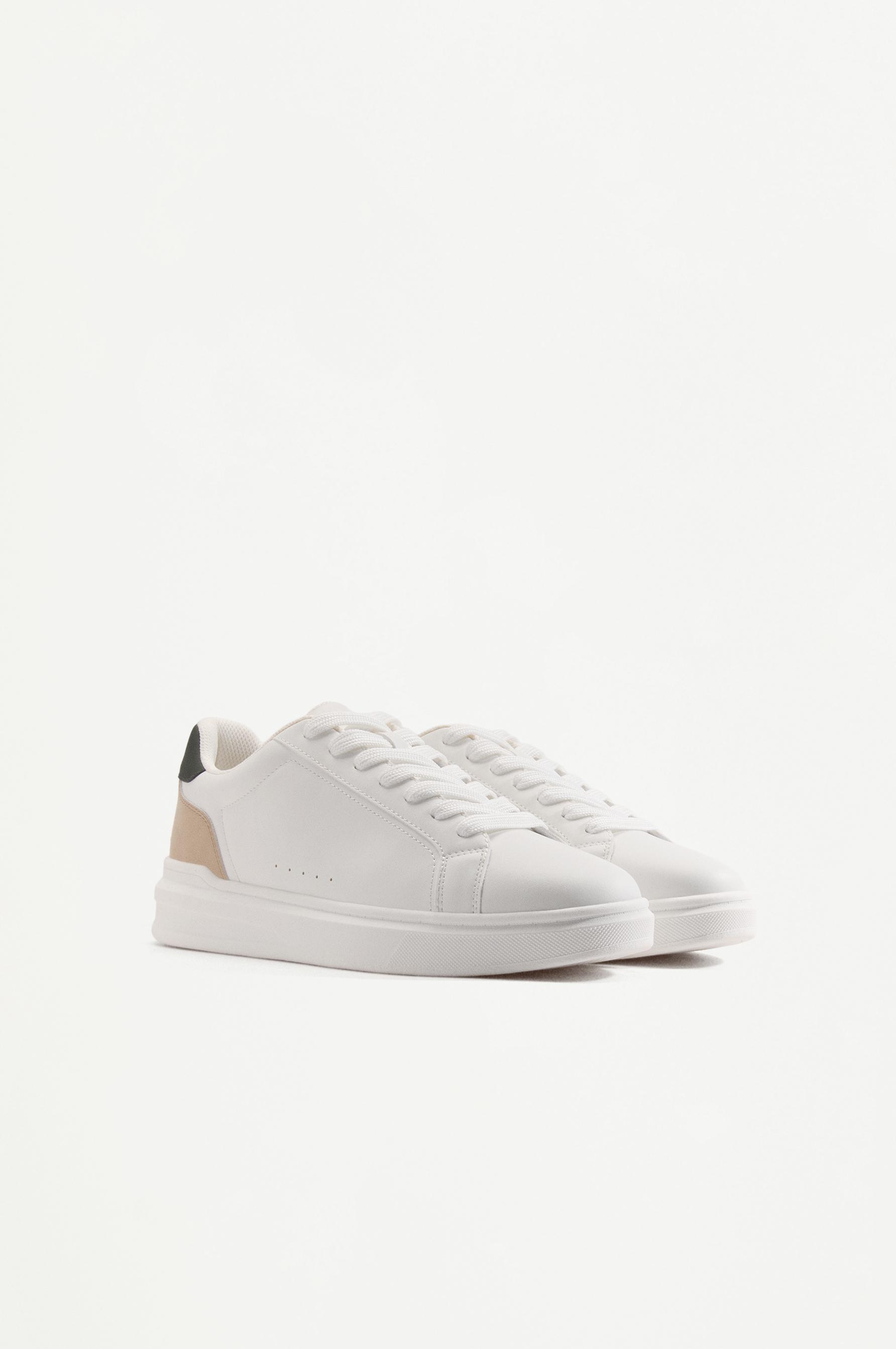 Contrast heel sneaker — WHITE