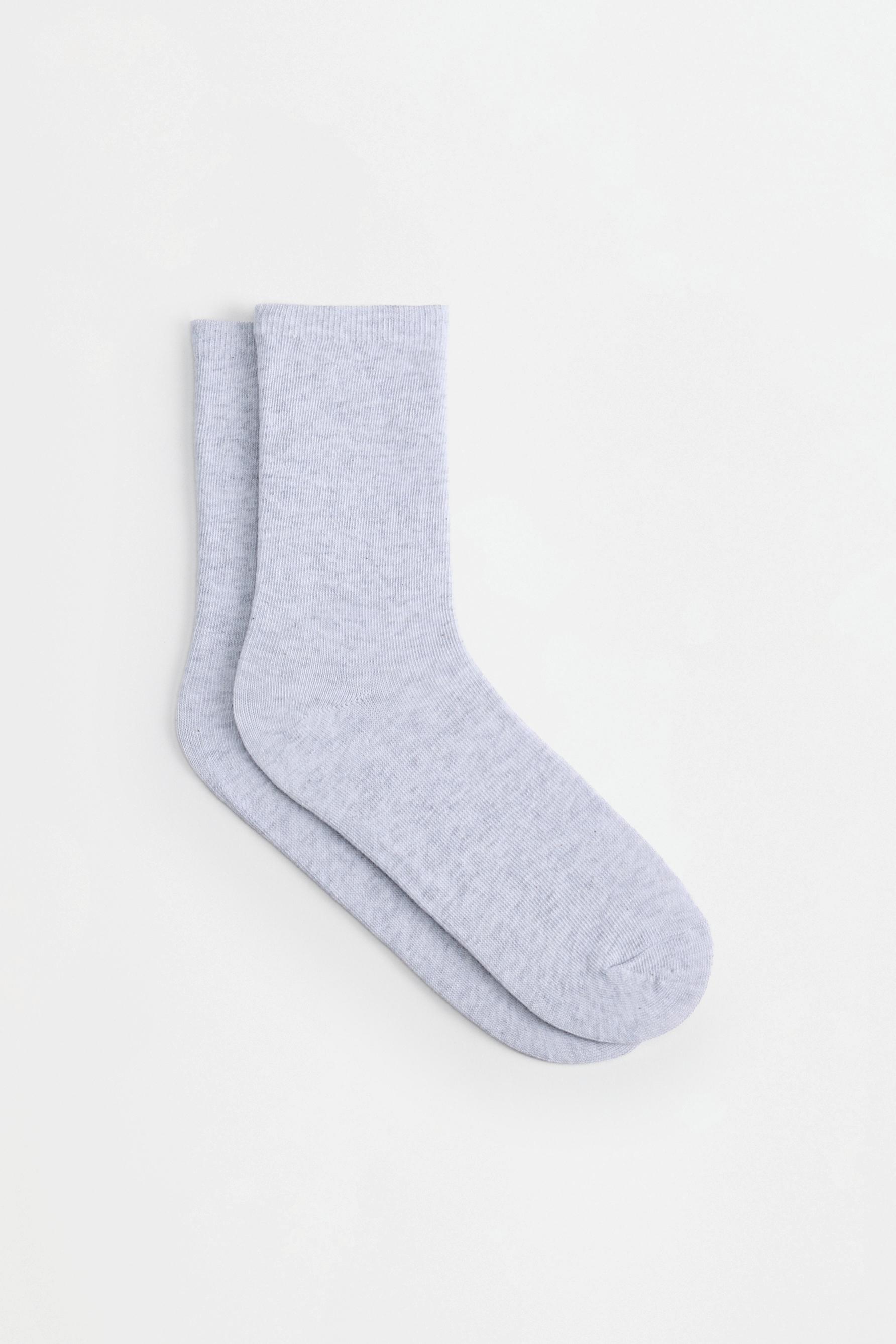 Plain long socks (10-pack) — WHITE/GREY