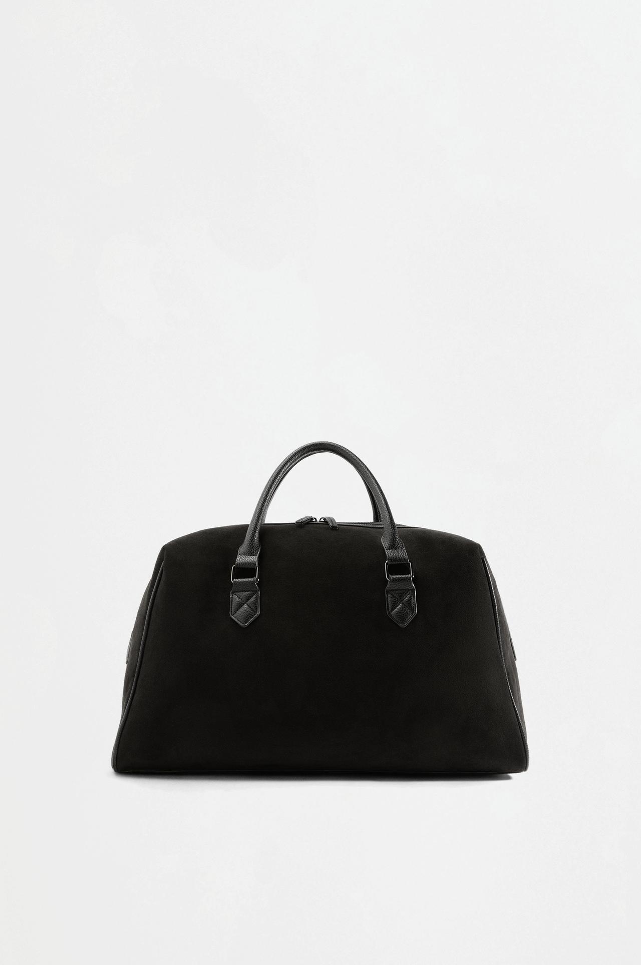 Faux suede bowling bag — BLACK