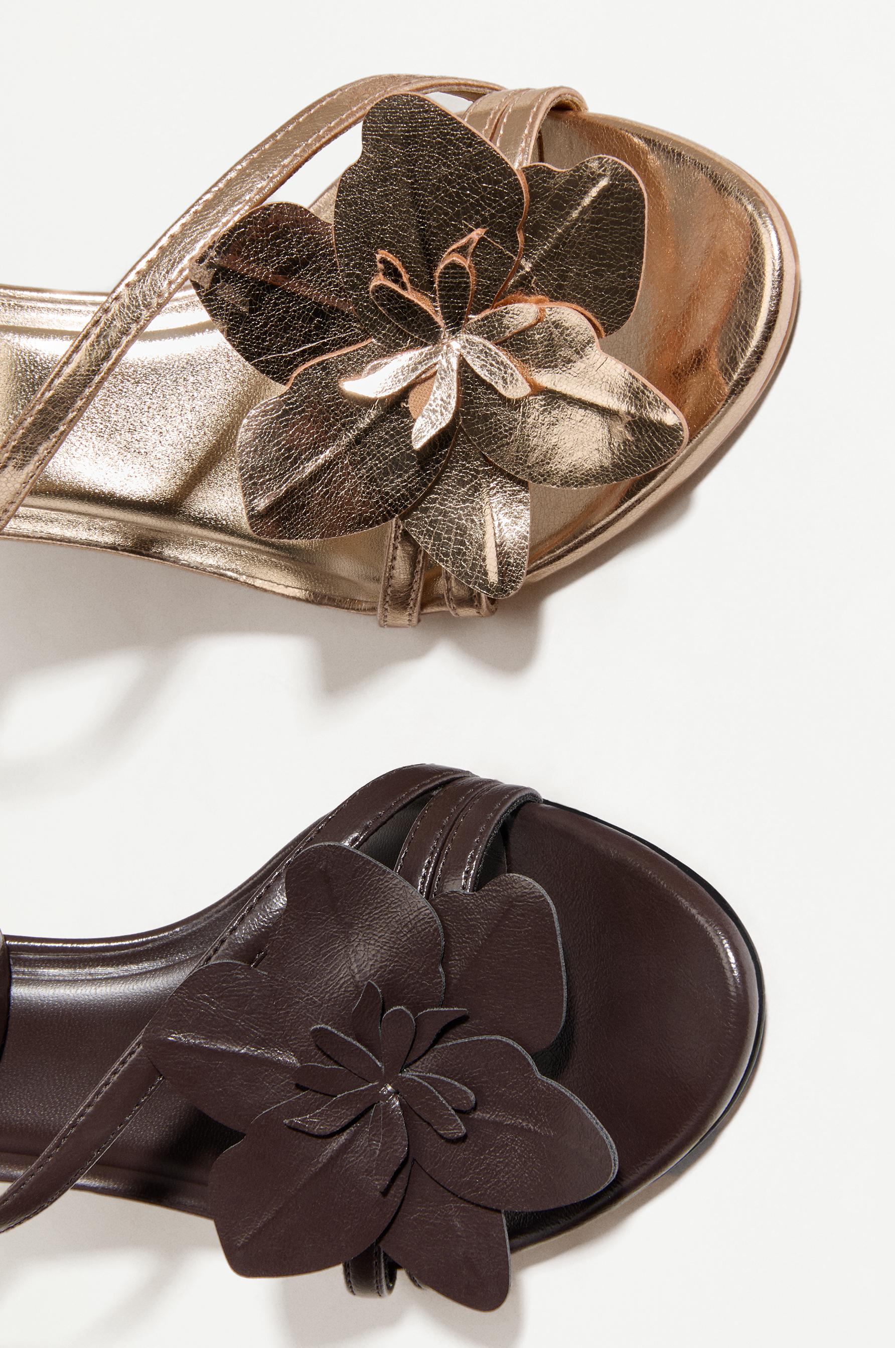 Floral heel sandals — BROWN