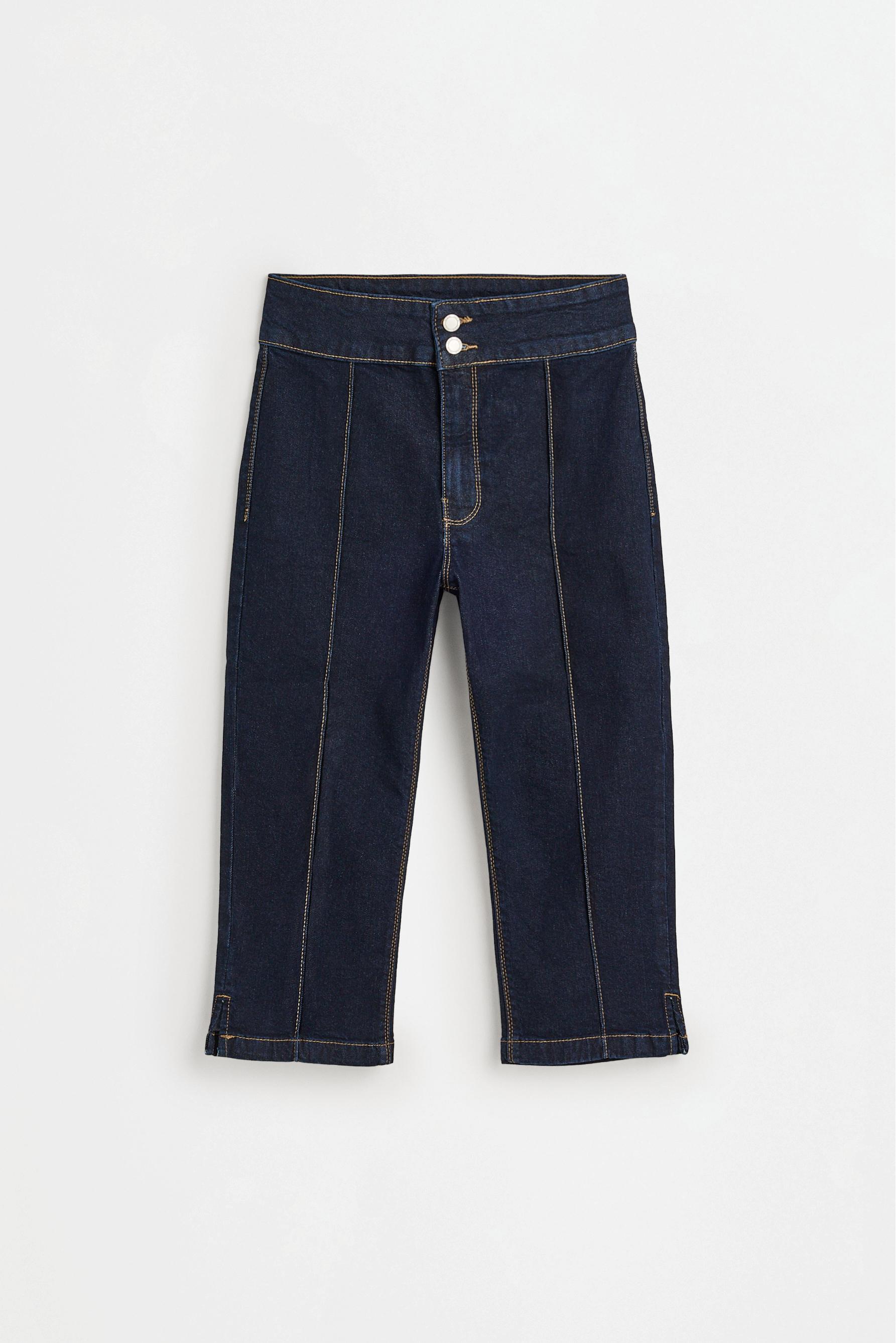 Contrast stitch capri jeans — NAVY