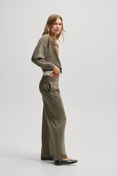 Flowing wide-leg trousers — DARK KHAKI 3