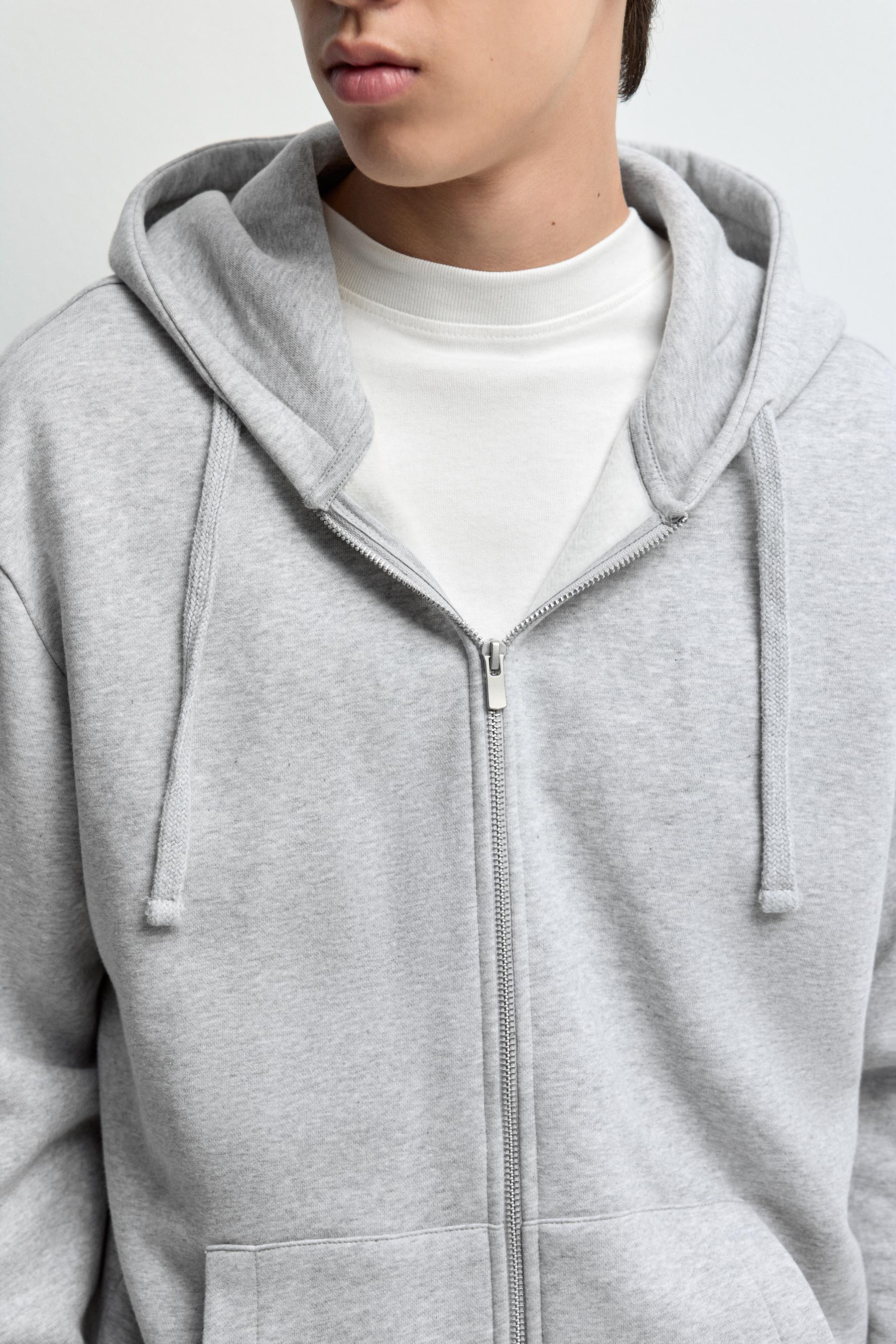 Basic zip-up hoodie — GREY MARL