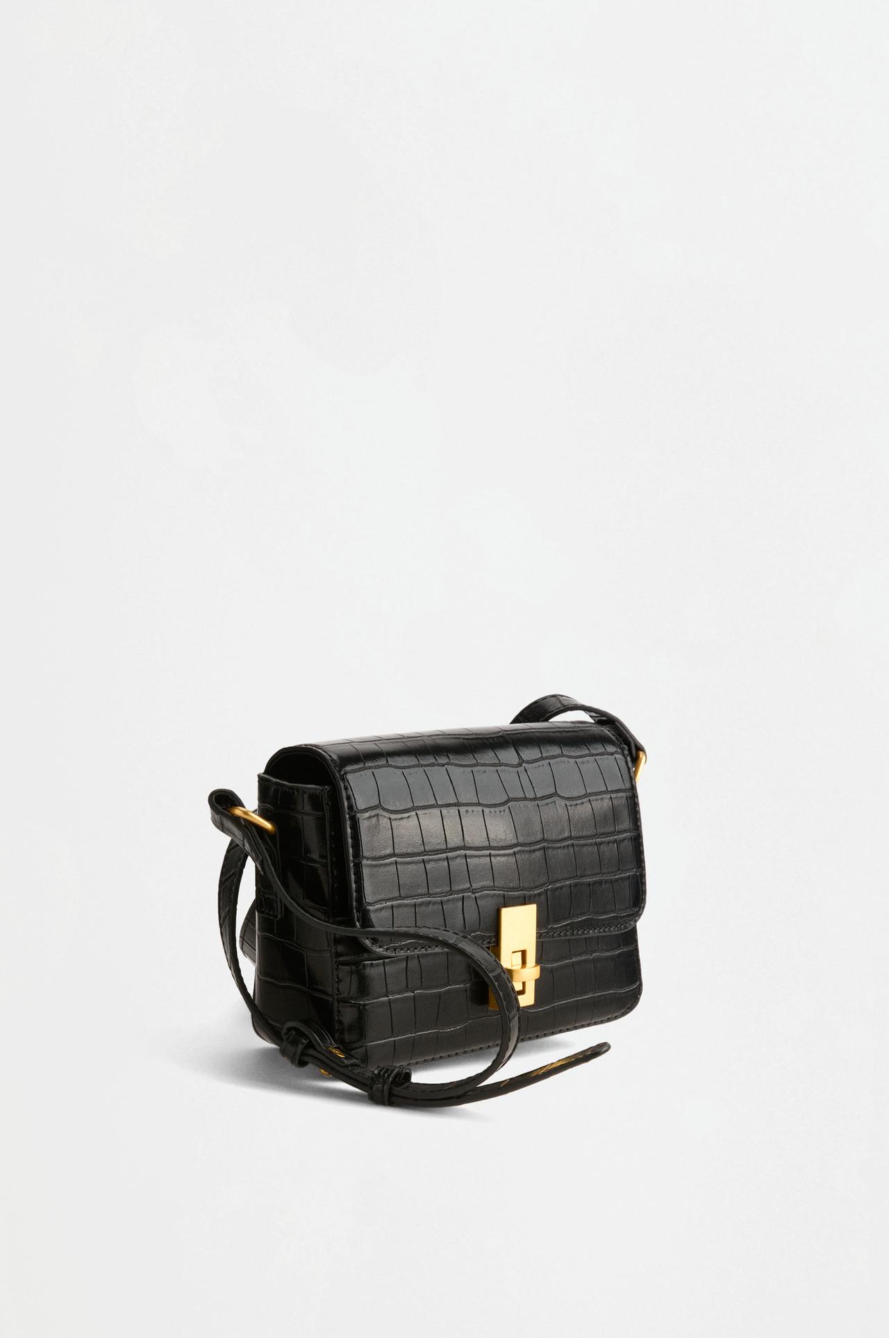 Croc-effect crossbody bag — BLACK