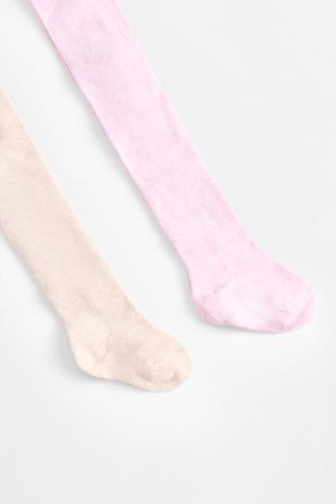 Pack of 2 plain tights — PINK MARL 3