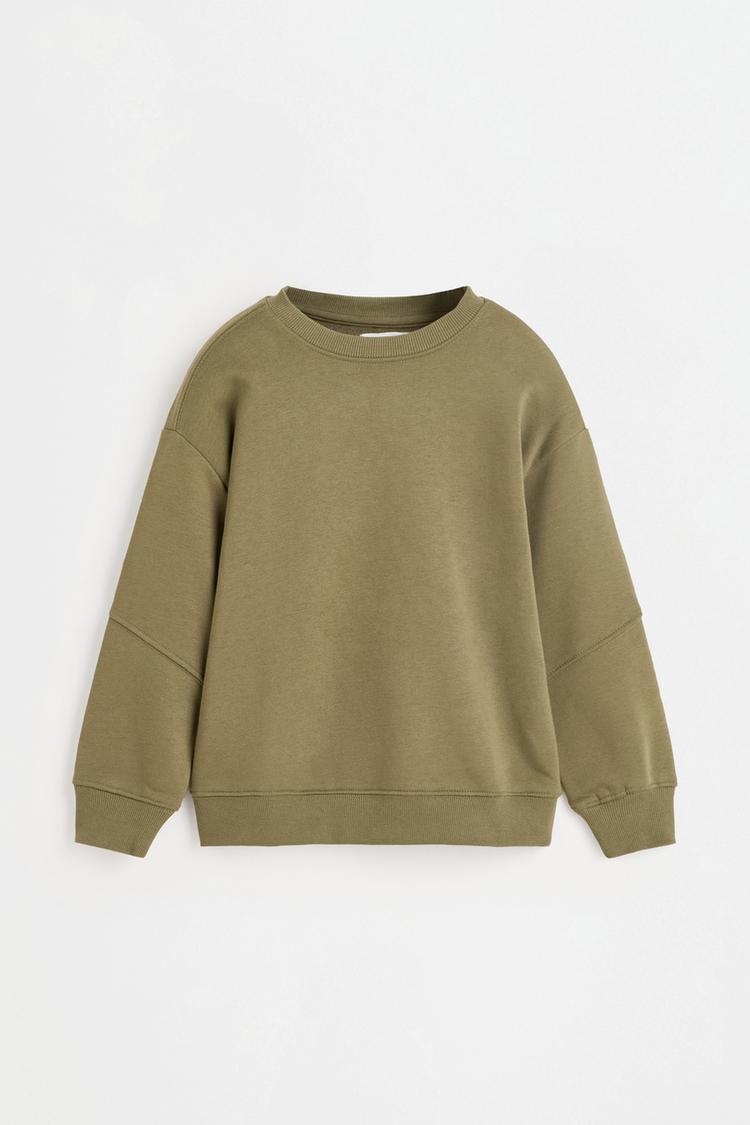 Solid plush sweatshirt — DARK KHAKI