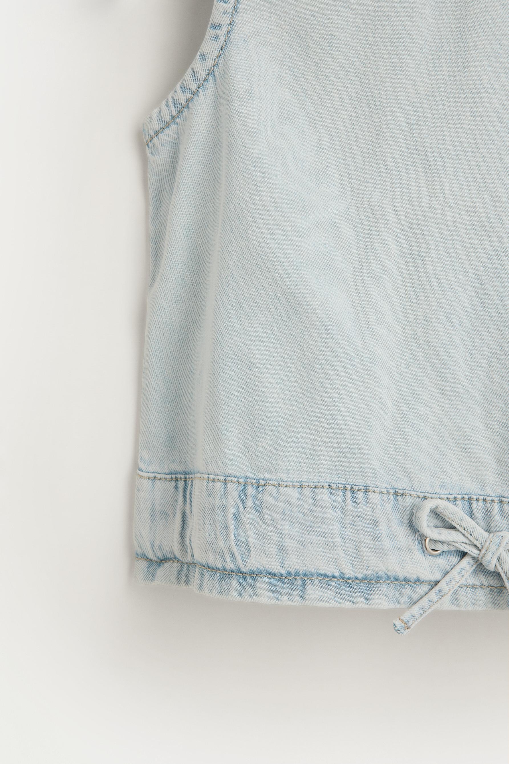 Drawstring denim top — FADED SKY BLUE