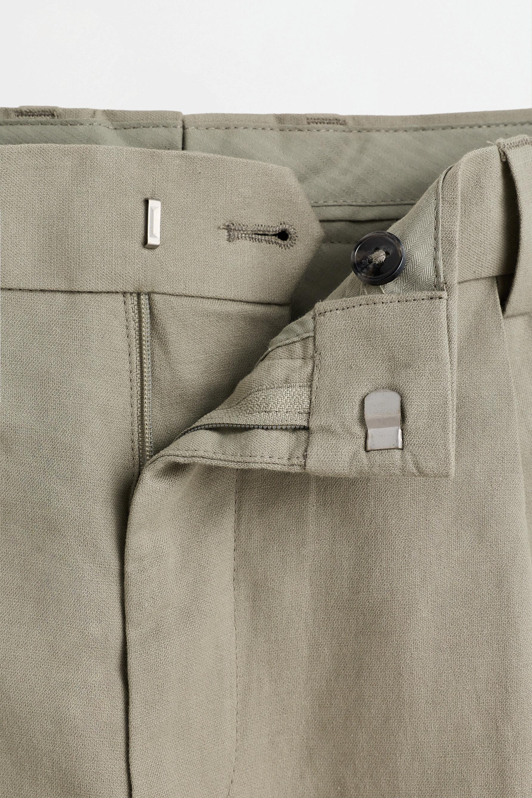 Cotton-linen pleated trousers — GREEN