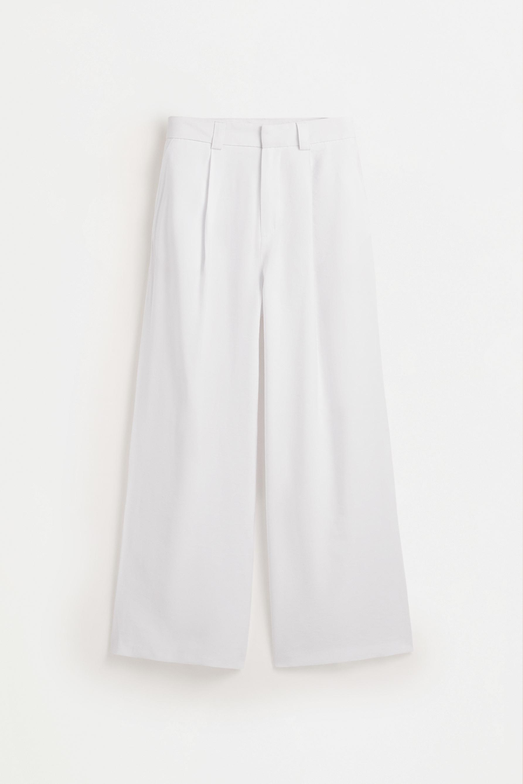 Wide-leg trousers with darts — WHITE